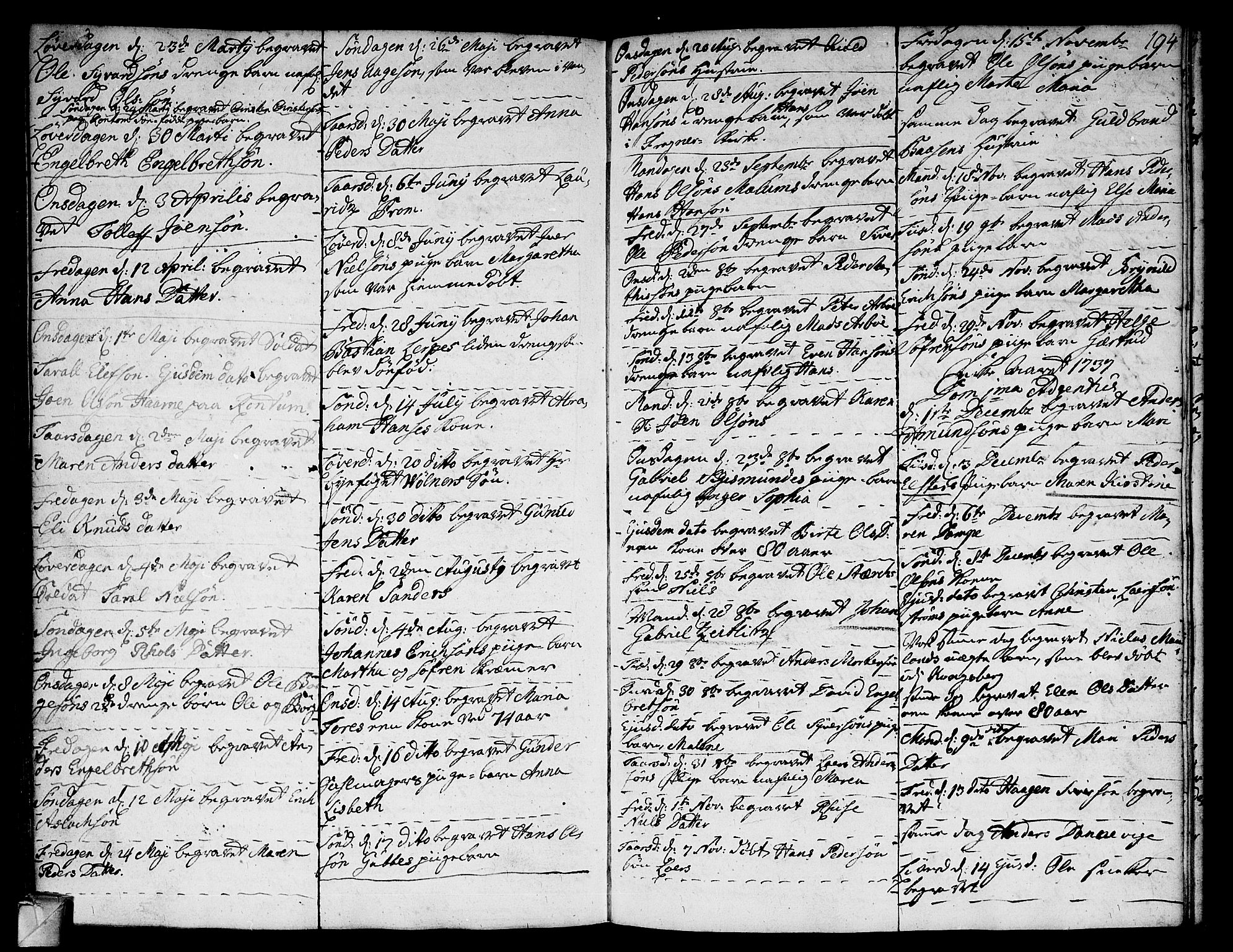 Strømsø kirkebøker, SAKO/A-246/F/Fa/L0005: Parish register (official) no. I 5, 1734-1739, p. 194