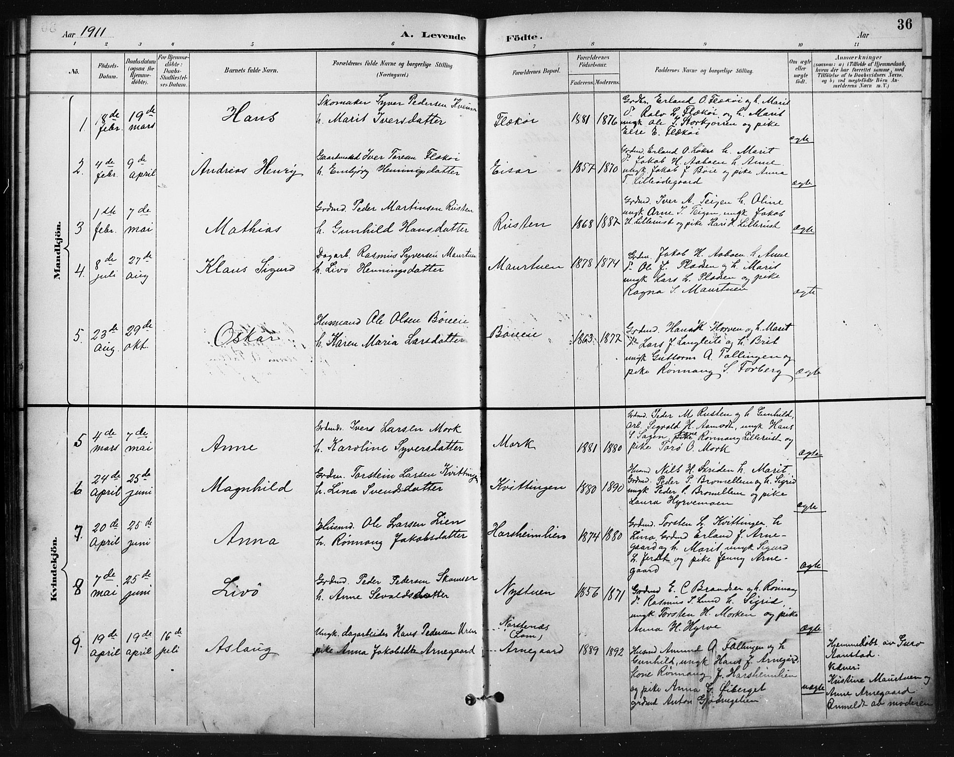 Skjåk prestekontor, SAH/PREST-072/H/Ha/Hab/L0004: Parish register (copy) no. 4, 1895-1921, p. 36