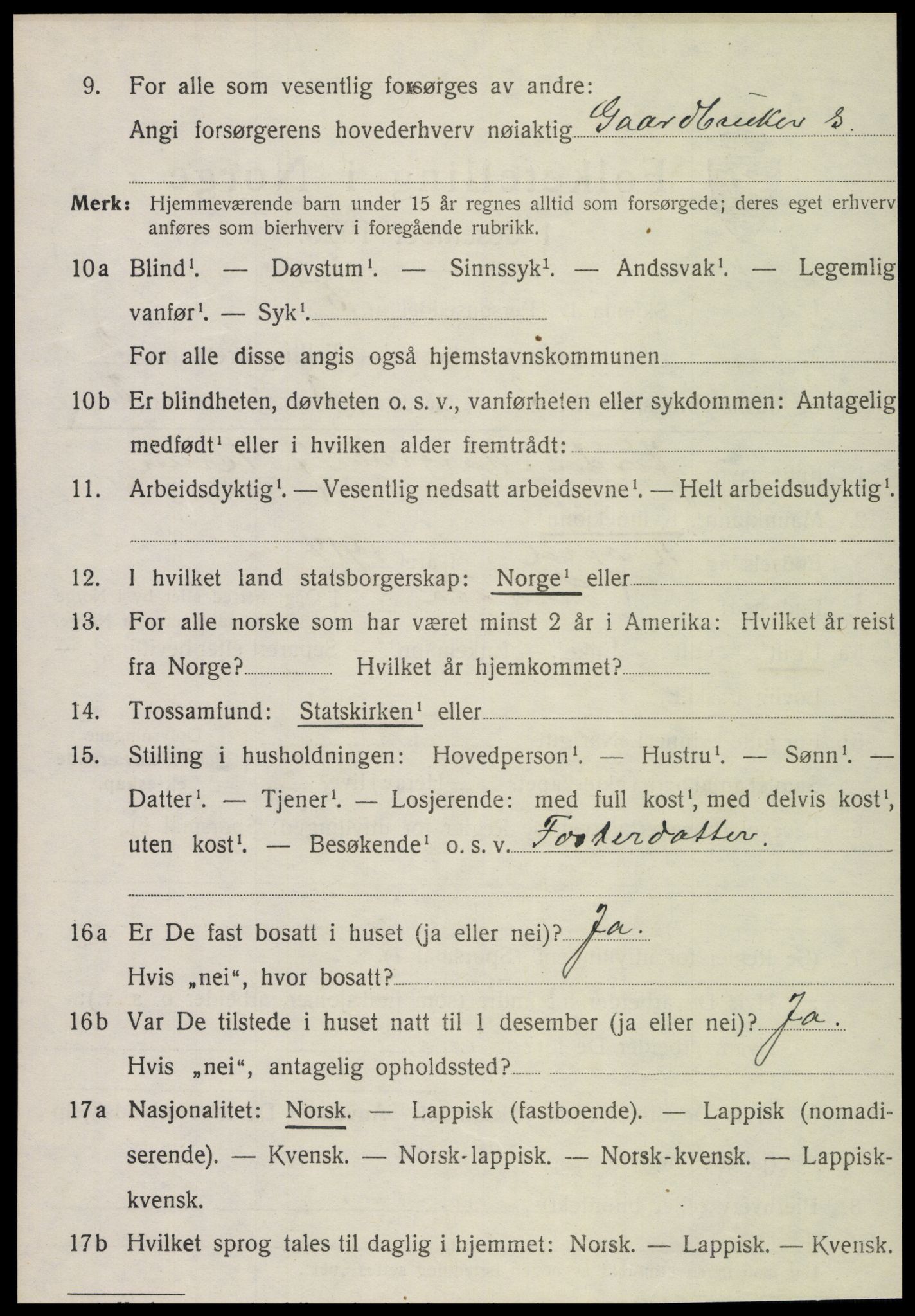 SAT, 1920 census for Snåsa, 1920, p. 1221