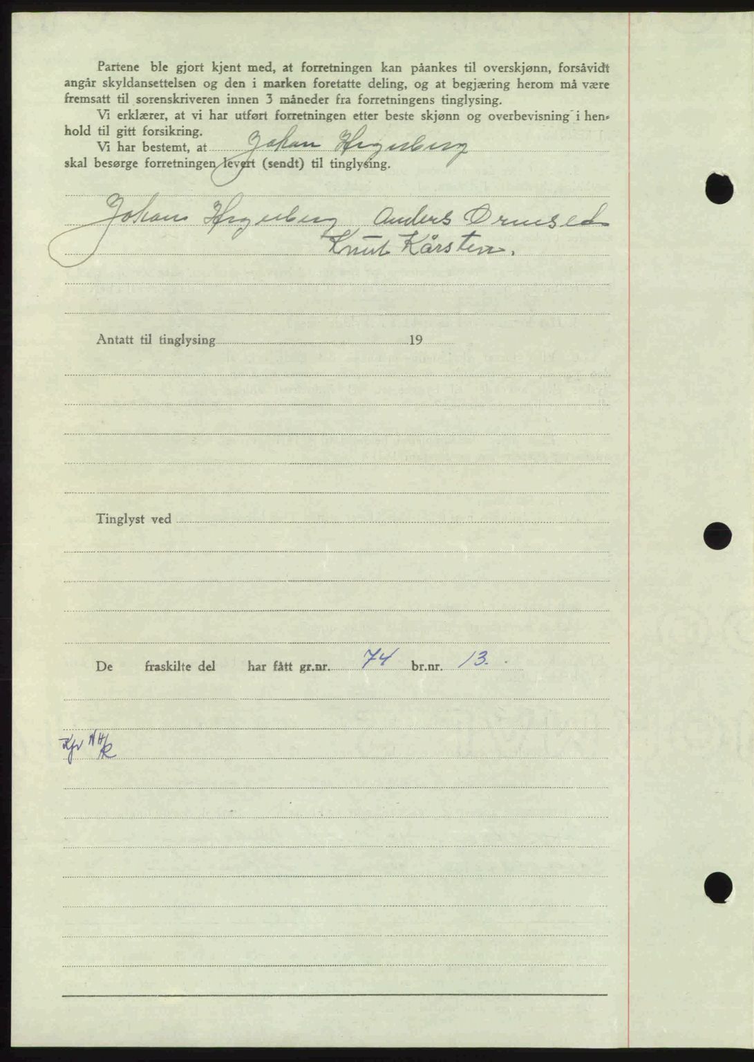 Nordmøre sorenskriveri, AV/SAT-A-4132/1/2/2Ca: Mortgage book no. A106, 1947-1947, Diary no: : 2279/1947