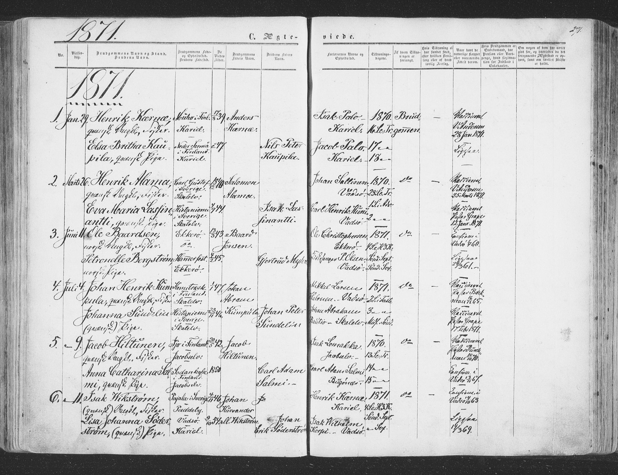 Vadsø sokneprestkontor, AV/SATØ-S-1325/H/Ha/L0004kirke: Parish register (official) no. 4, 1854-1880, p. 271