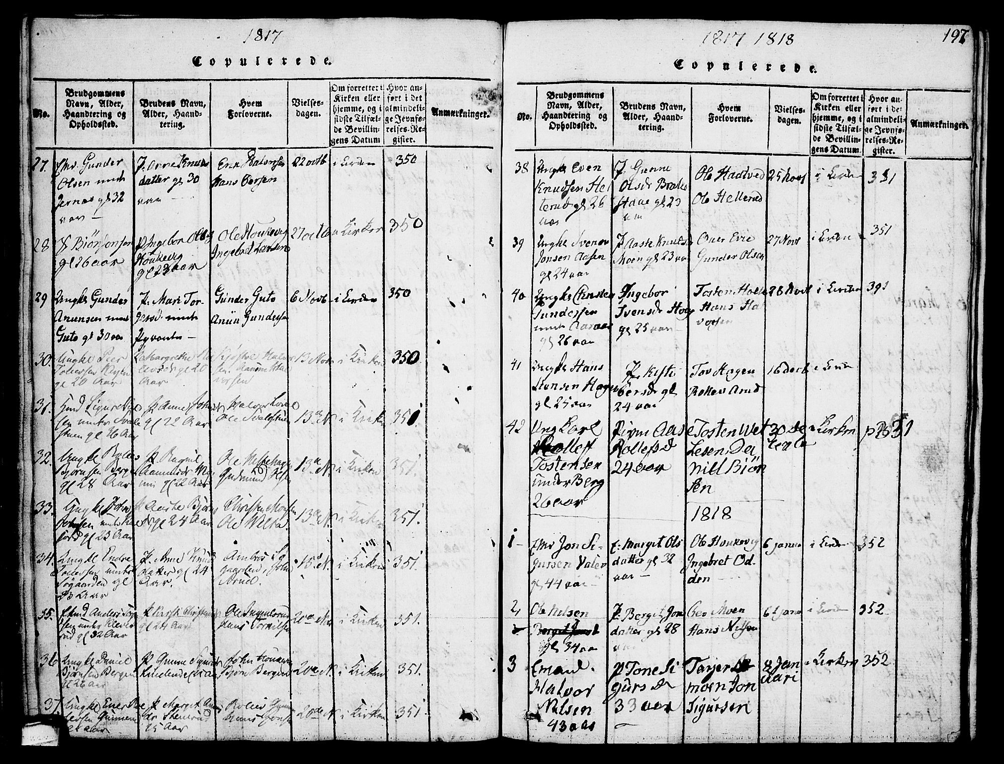 Sauherad kirkebøker, SAKO/A-298/G/Ga/L0001: Parish register (copy) no. I 1, 1815-1827, p. 197
