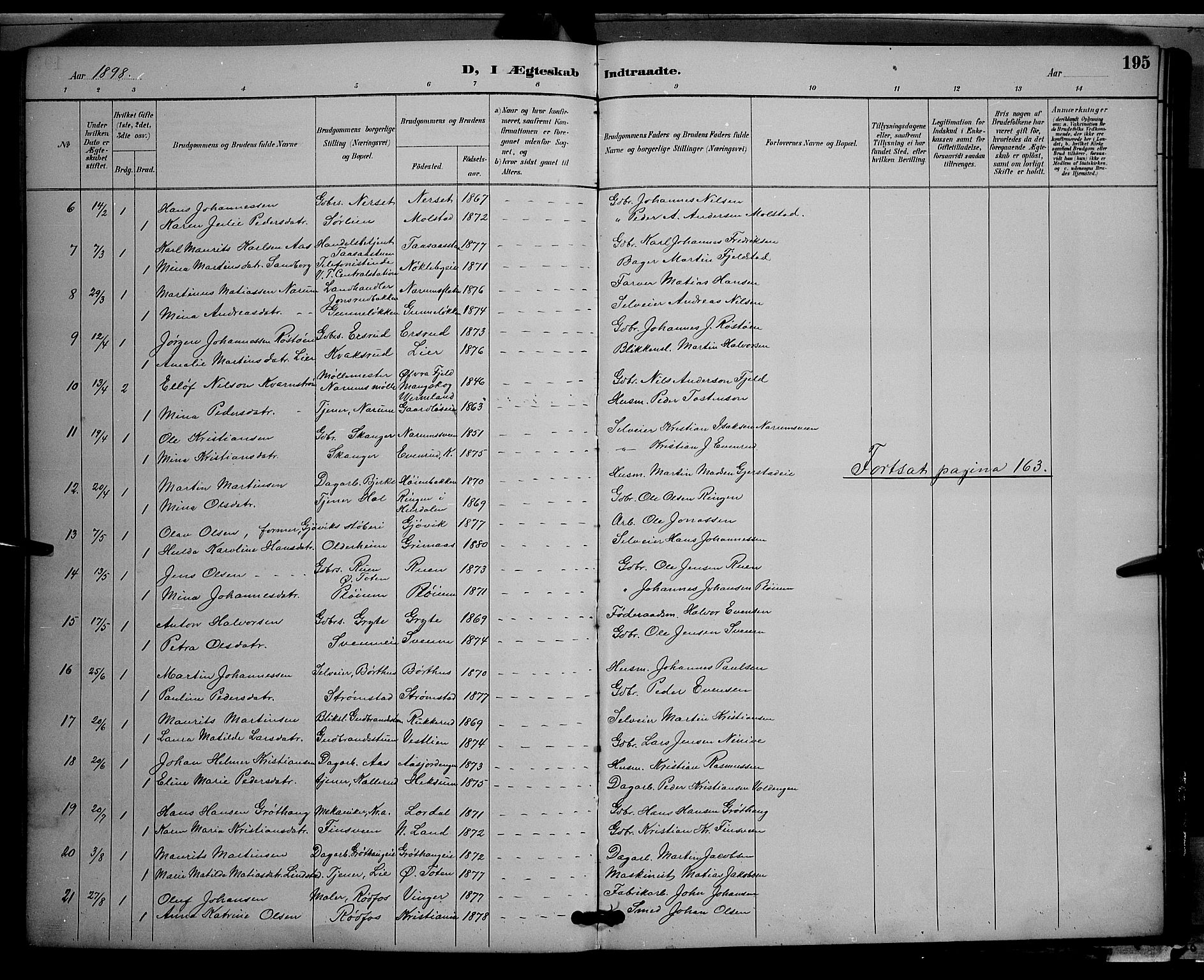 Vestre Toten prestekontor, SAH/PREST-108/H/Ha/Hab/L0009: Parish register (copy) no. 9, 1888-1900, p. 195