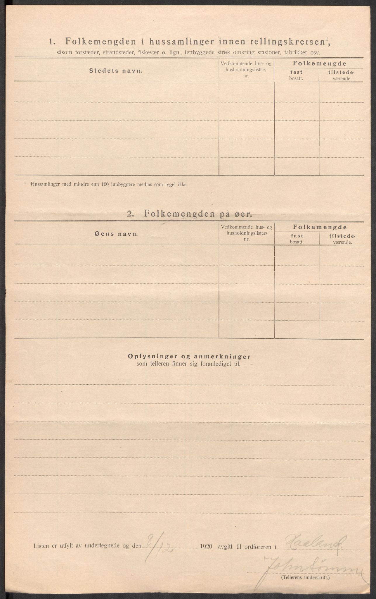 SAST, 1920 census for Håland, 1920, p. 23