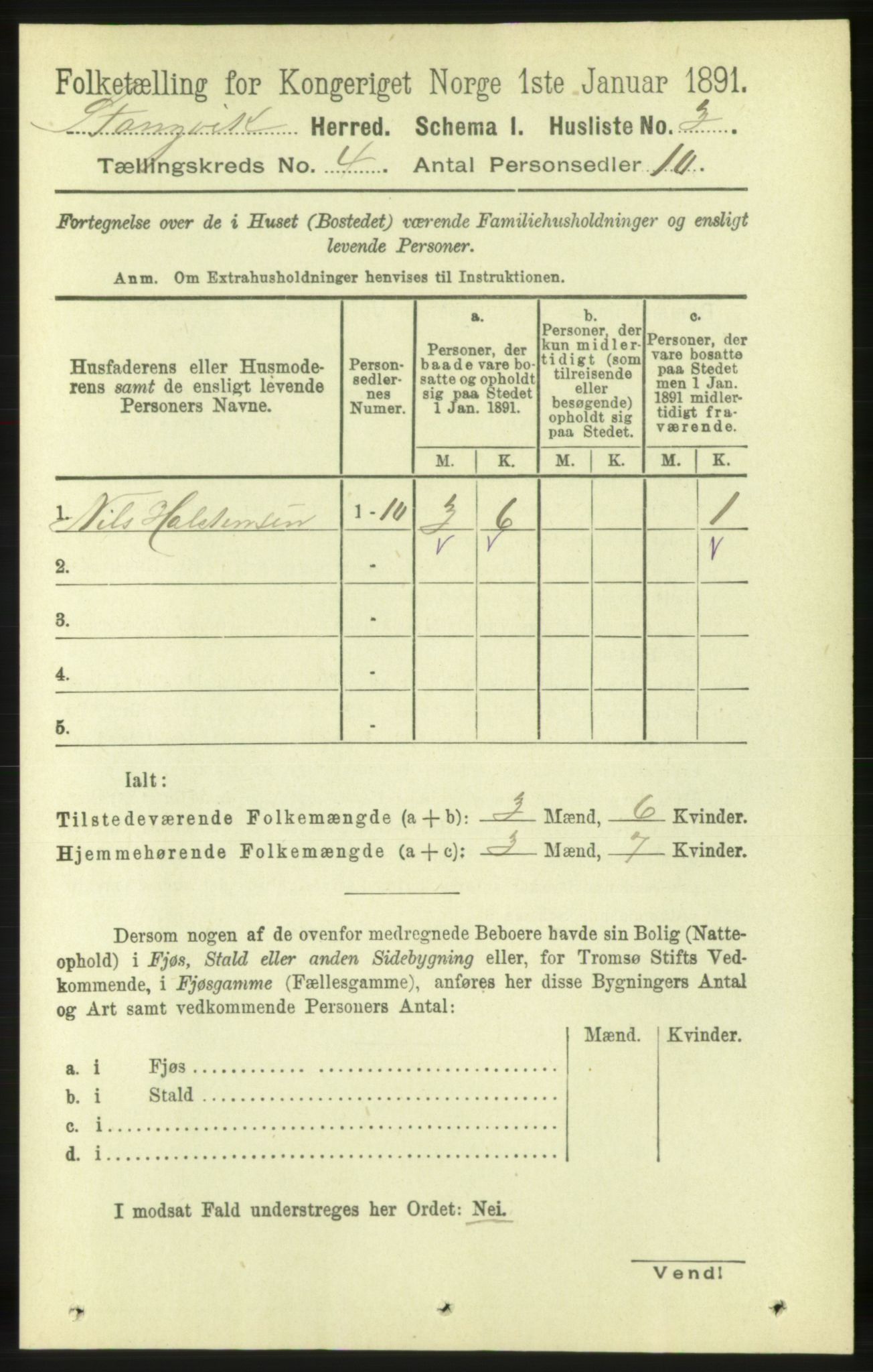 RA, 1891 census for 1564 Stangvik, 1891, p. 1526