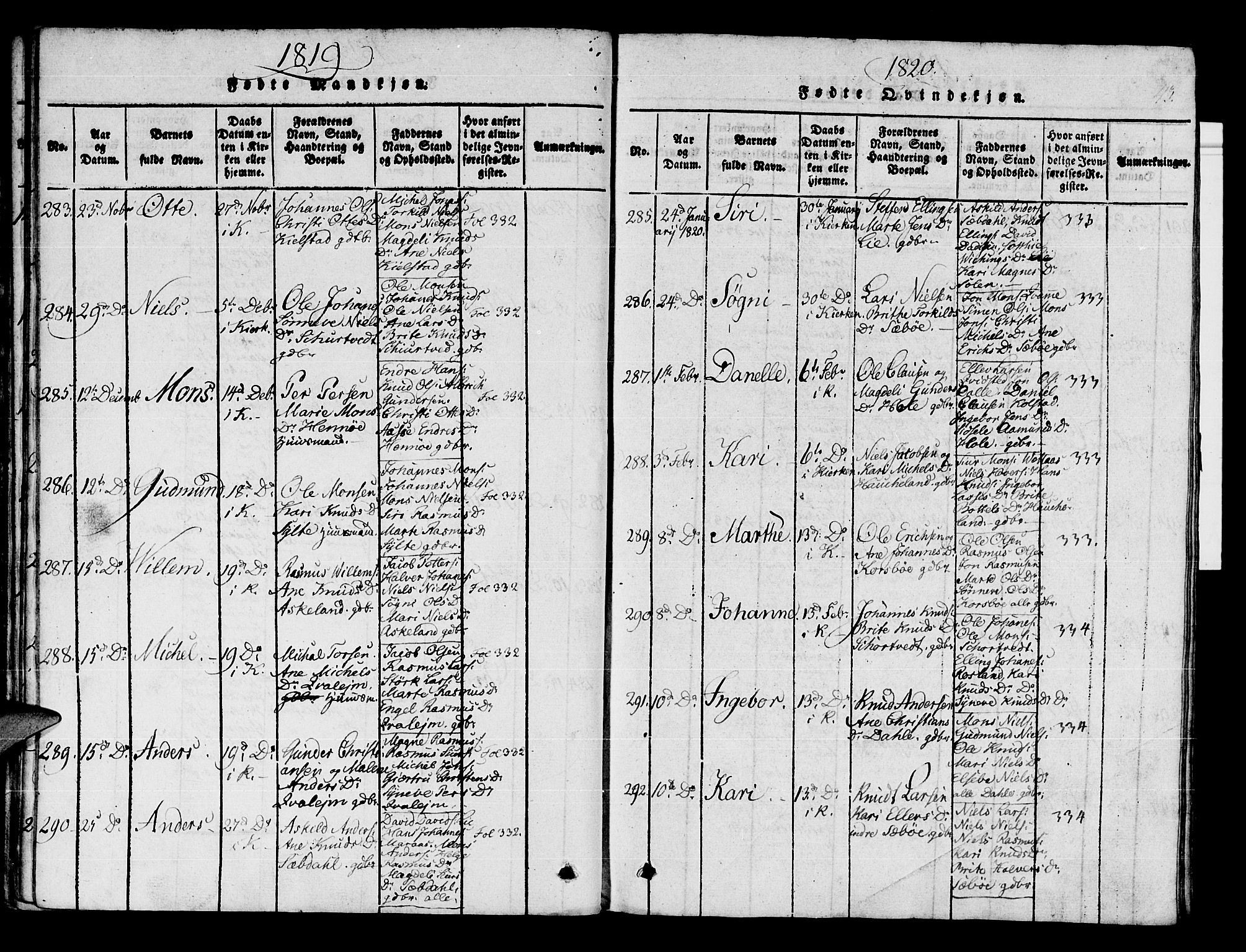 Manger sokneprestembete, SAB/A-76801/H/Haa: Parish register (official) no. A 3, 1816-1824, p. 43