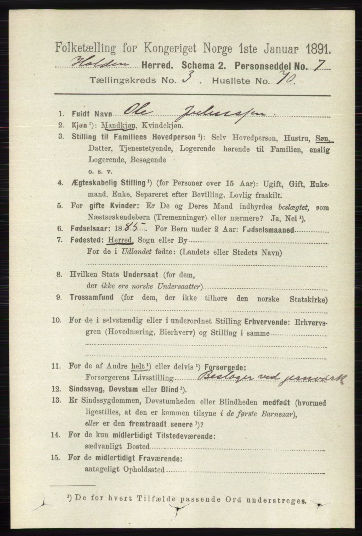 RA, 1891 census for 0819 Holla, 1891, p. 2141