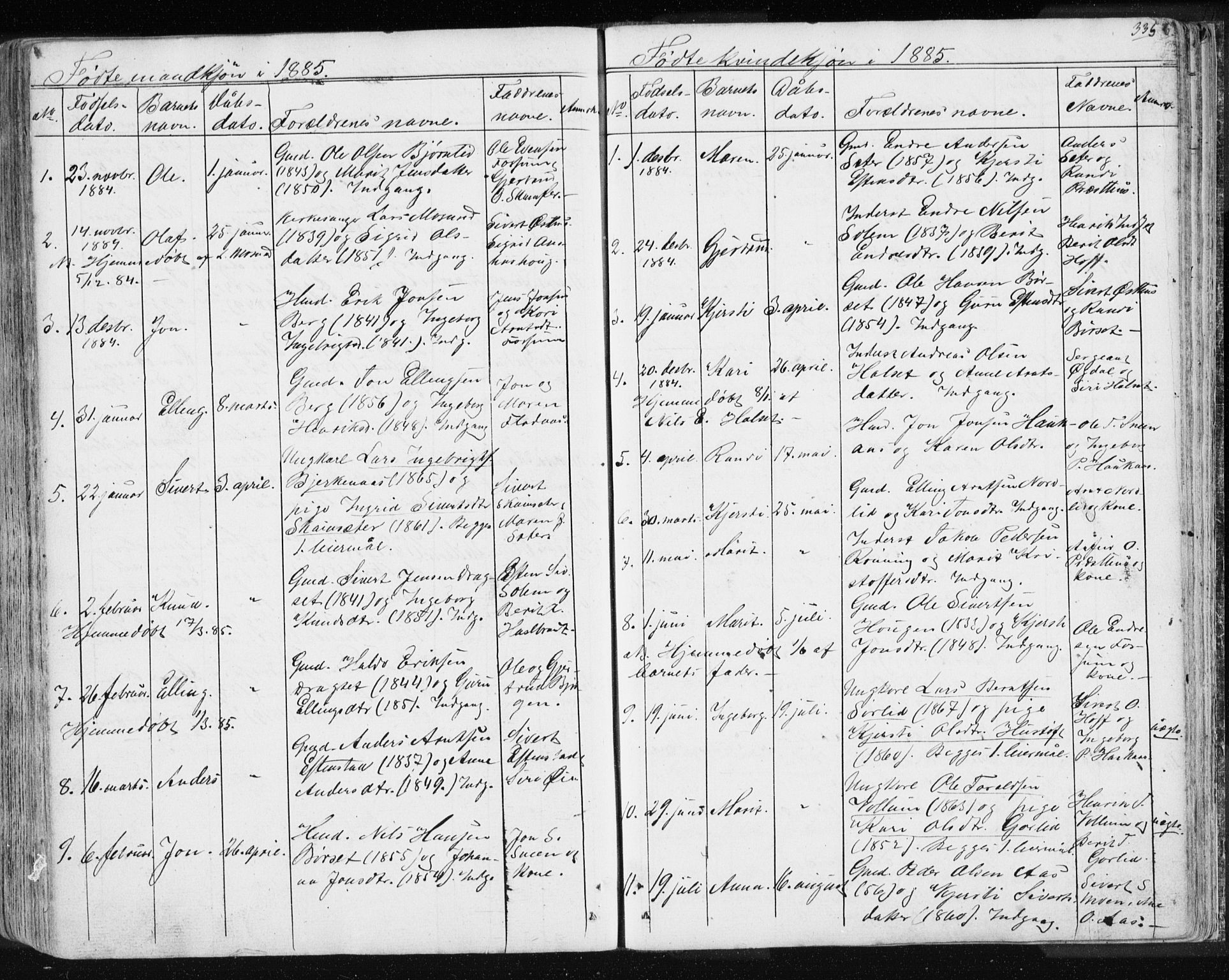 Ministerialprotokoller, klokkerbøker og fødselsregistre - Sør-Trøndelag, SAT/A-1456/689/L1043: Parish register (copy) no. 689C02, 1816-1892, p. 335