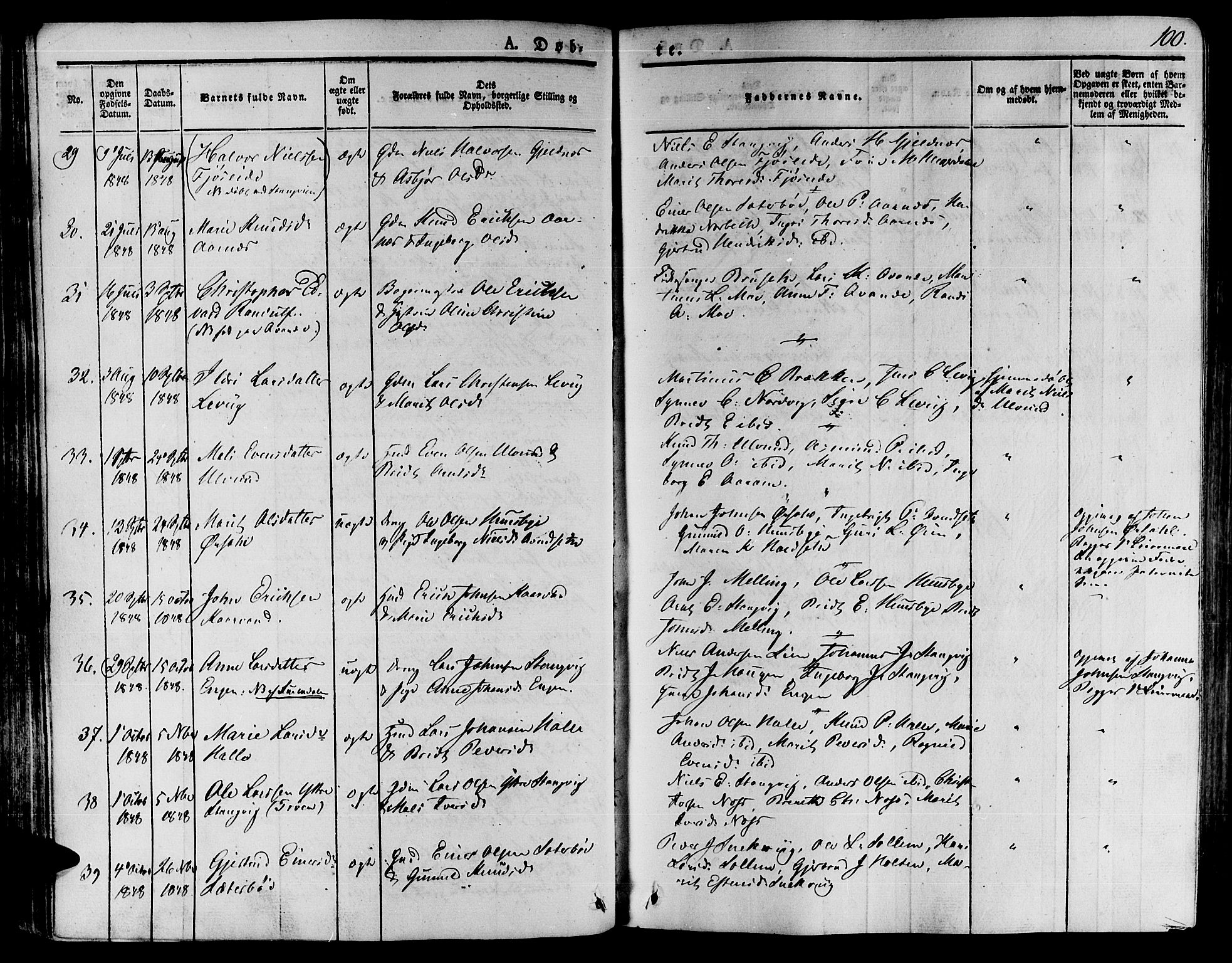 Ministerialprotokoller, klokkerbøker og fødselsregistre - Møre og Romsdal, SAT/A-1454/592/L1024: Parish register (official) no. 592A03 /1, 1831-1849, p. 100