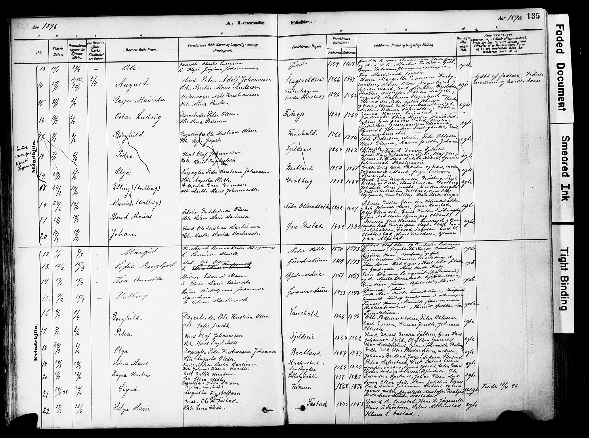 Østre Toten prestekontor, AV/SAH-PREST-104/H/Ha/Haa/L0006: Parish register (official) no. 6 /1, 1878-1896, p. 135