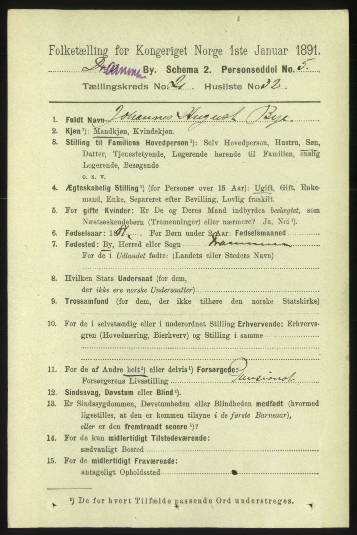 RA, 1891 census for 0602 Drammen, 1891, p. 13434