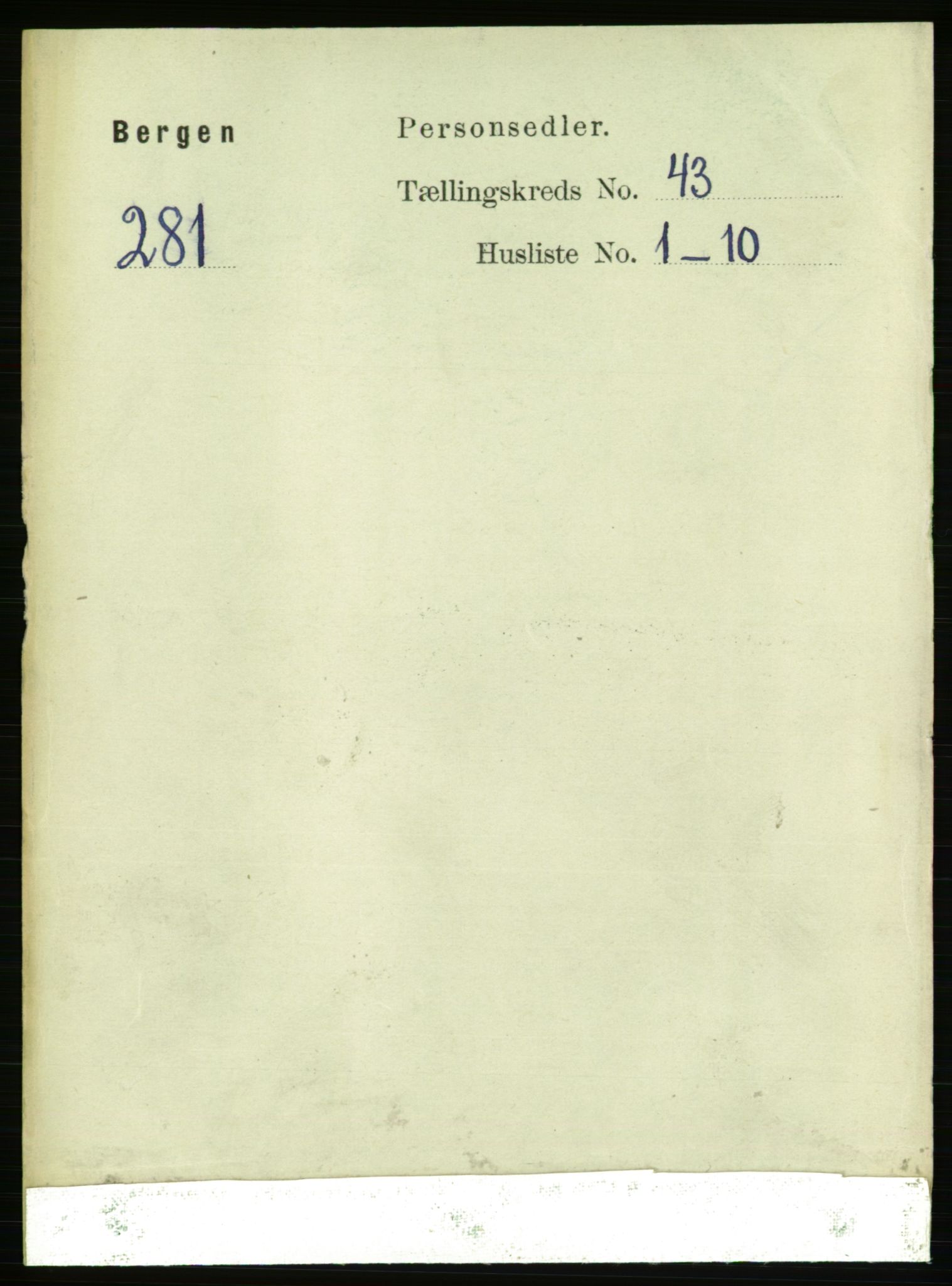 RA, 1891 Census for 1301 Bergen, 1891, p. 50886