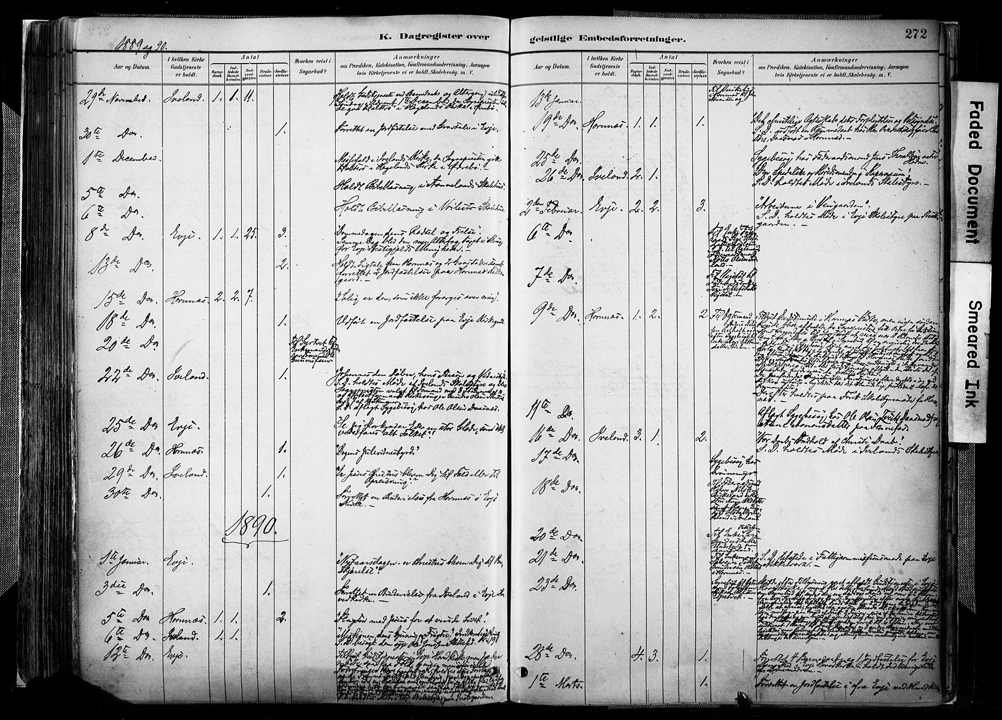 Evje sokneprestkontor, AV/SAK-1111-0008/F/Fa/Faa/L0007: Parish register (official) no. A 7, 1884-1909, p. 272