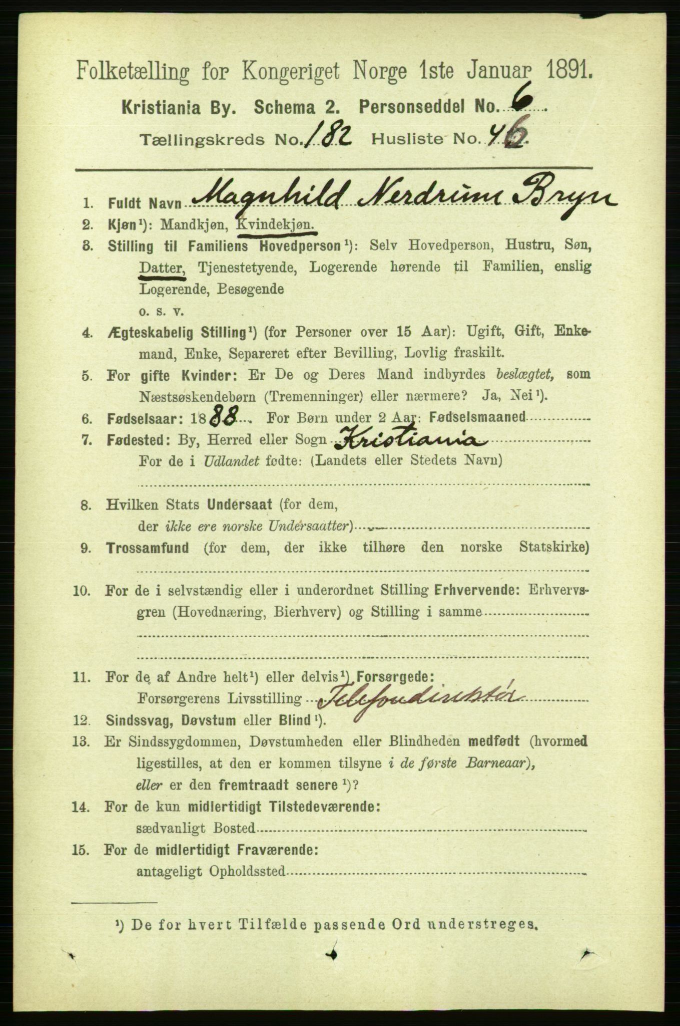 RA, 1891 census for 0301 Kristiania, 1891, p. 109208