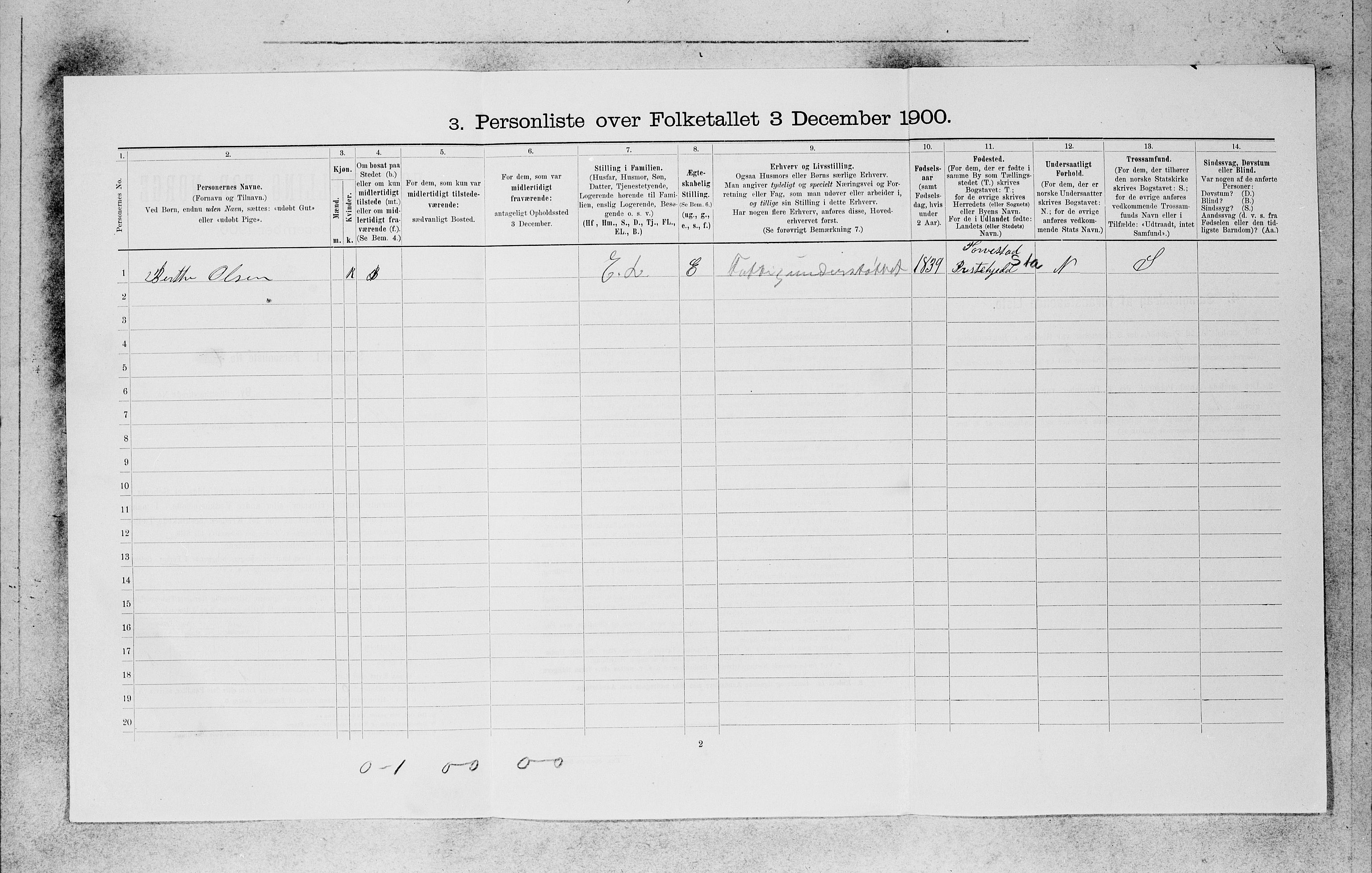 SAB, 1900 census for Bergen, 1900, p. 18251