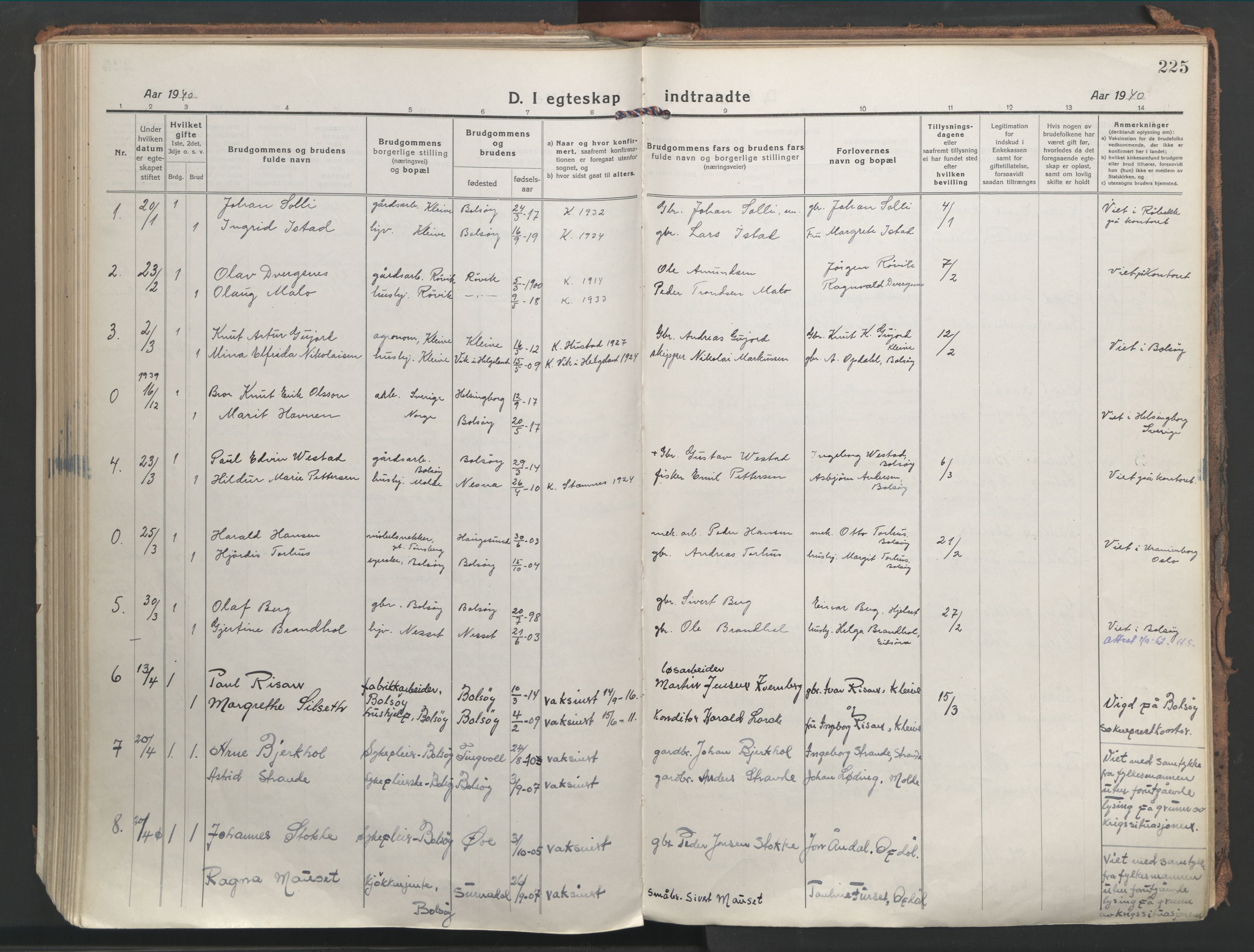 Ministerialprotokoller, klokkerbøker og fødselsregistre - Møre og Romsdal, SAT/A-1454/555/L0659: Parish register (official) no. 555A10, 1917-1971, p. 225