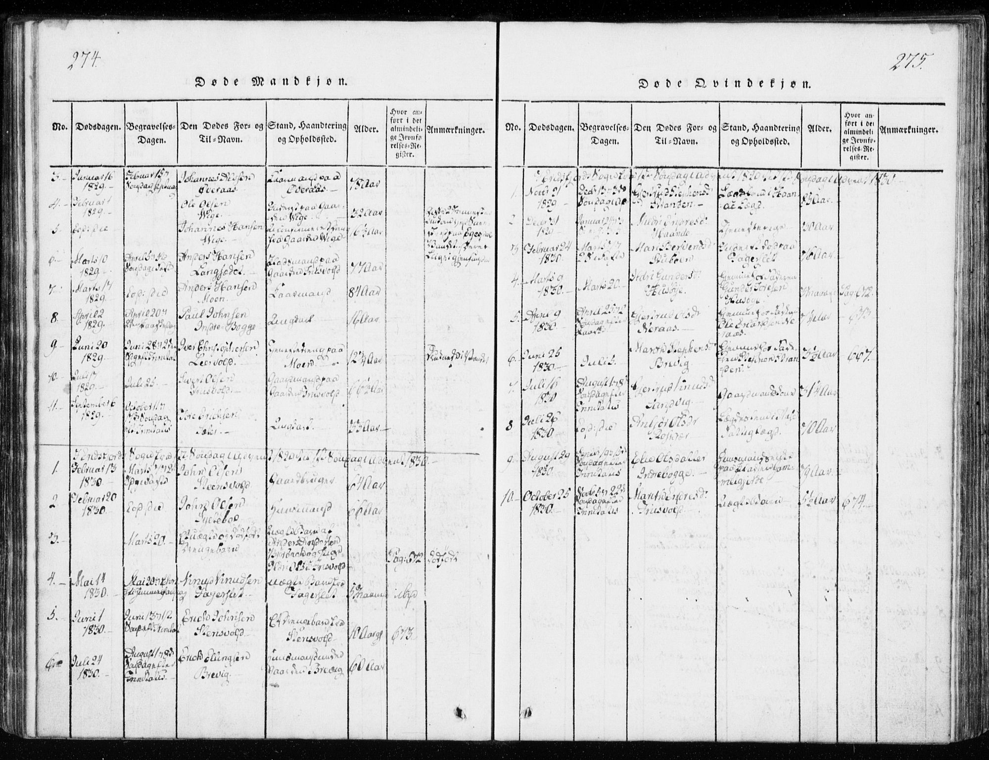Ministerialprotokoller, klokkerbøker og fødselsregistre - Møre og Romsdal, AV/SAT-A-1454/551/L0623: Parish register (official) no. 551A03, 1818-1831, p. 274-275
