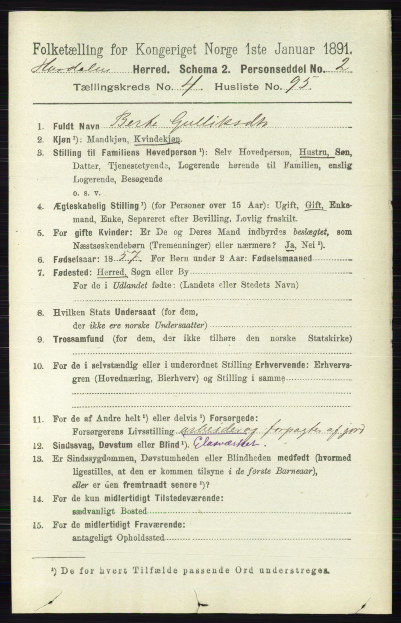 RA, 1891 census for 0239 Hurdal, 1891, p. 1993