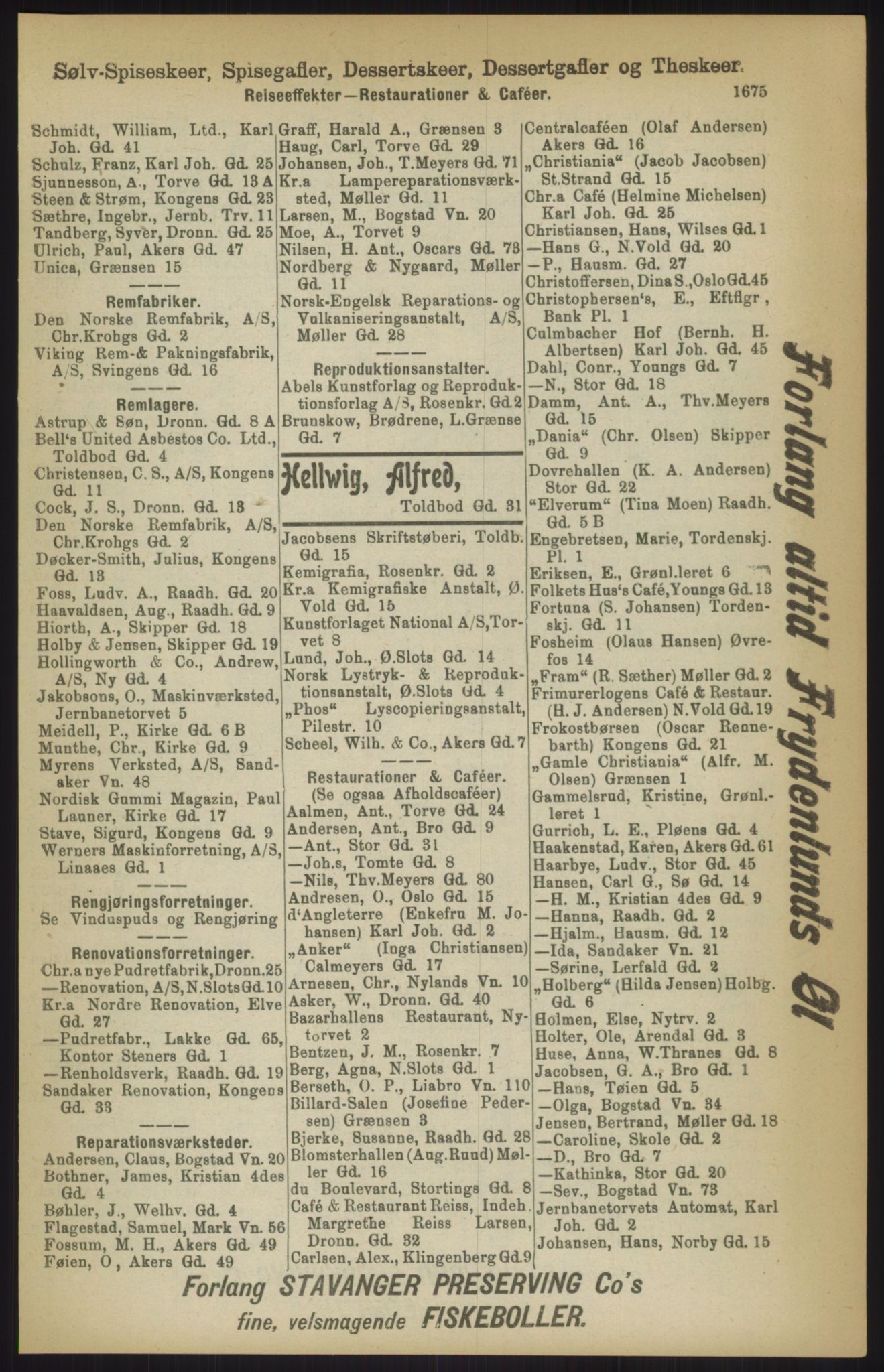 Kristiania/Oslo adressebok, PUBL/-, 1911, p. 1675