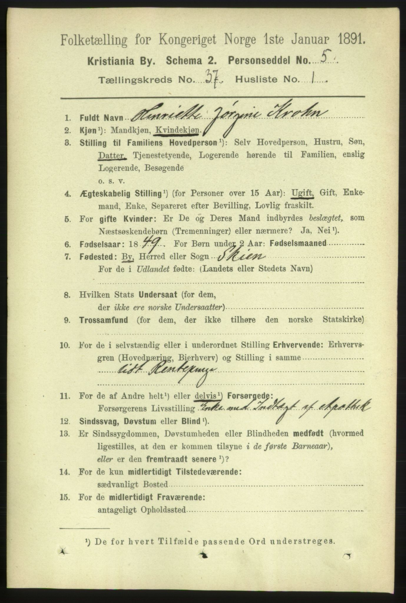 RA, 1891 census for 0301 Kristiania, 1891, p. 20437