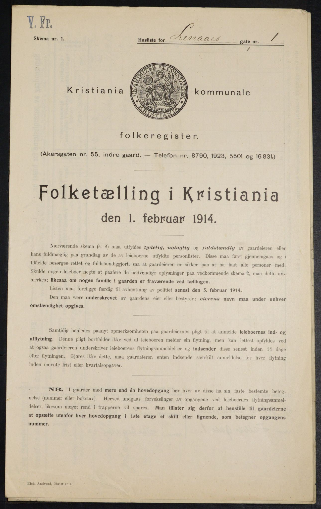 OBA, Municipal Census 1914 for Kristiania, 1914, p. 57697