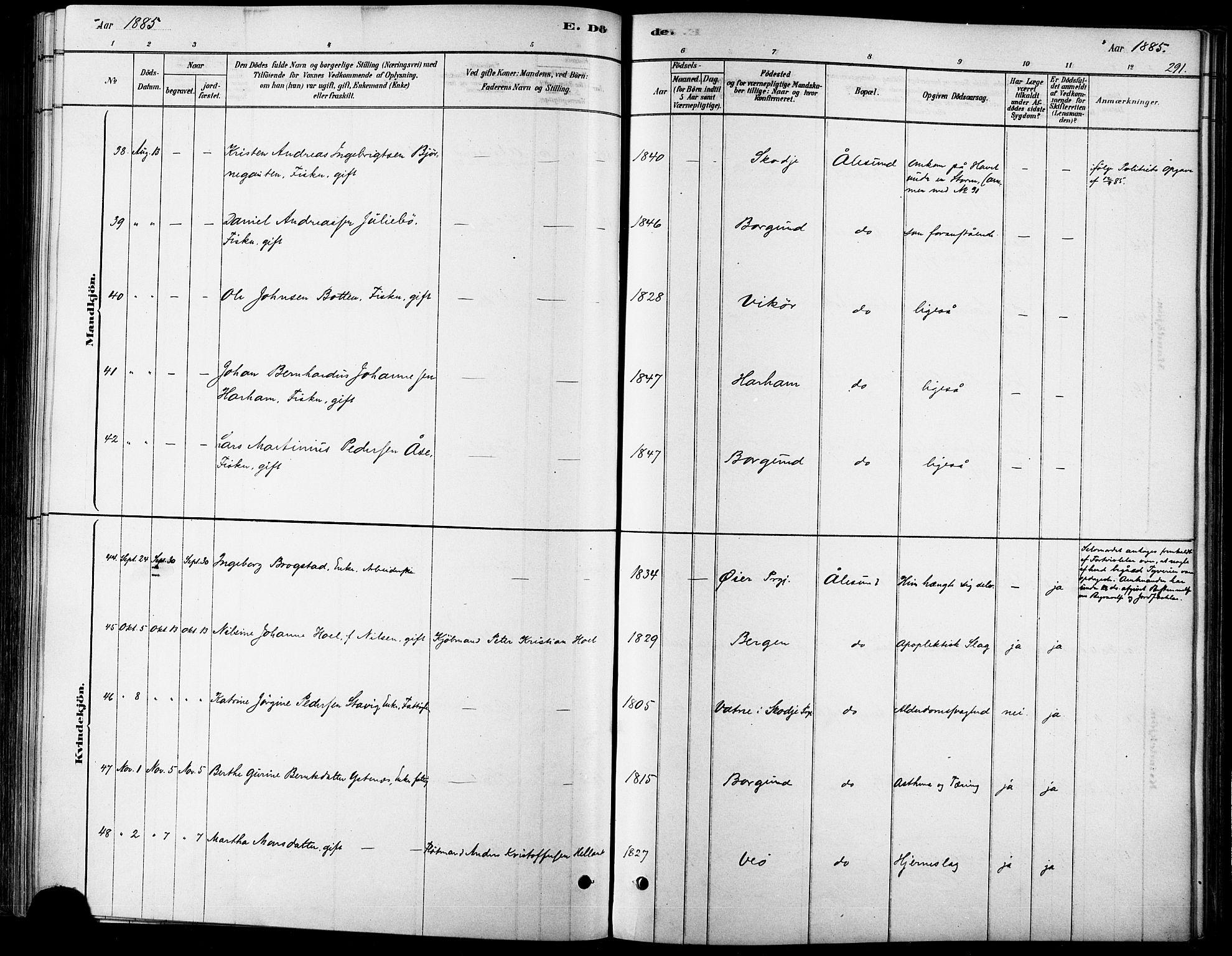 Ministerialprotokoller, klokkerbøker og fødselsregistre - Møre og Romsdal, AV/SAT-A-1454/529/L0454: Parish register (official) no. 529A04, 1878-1885, p. 291