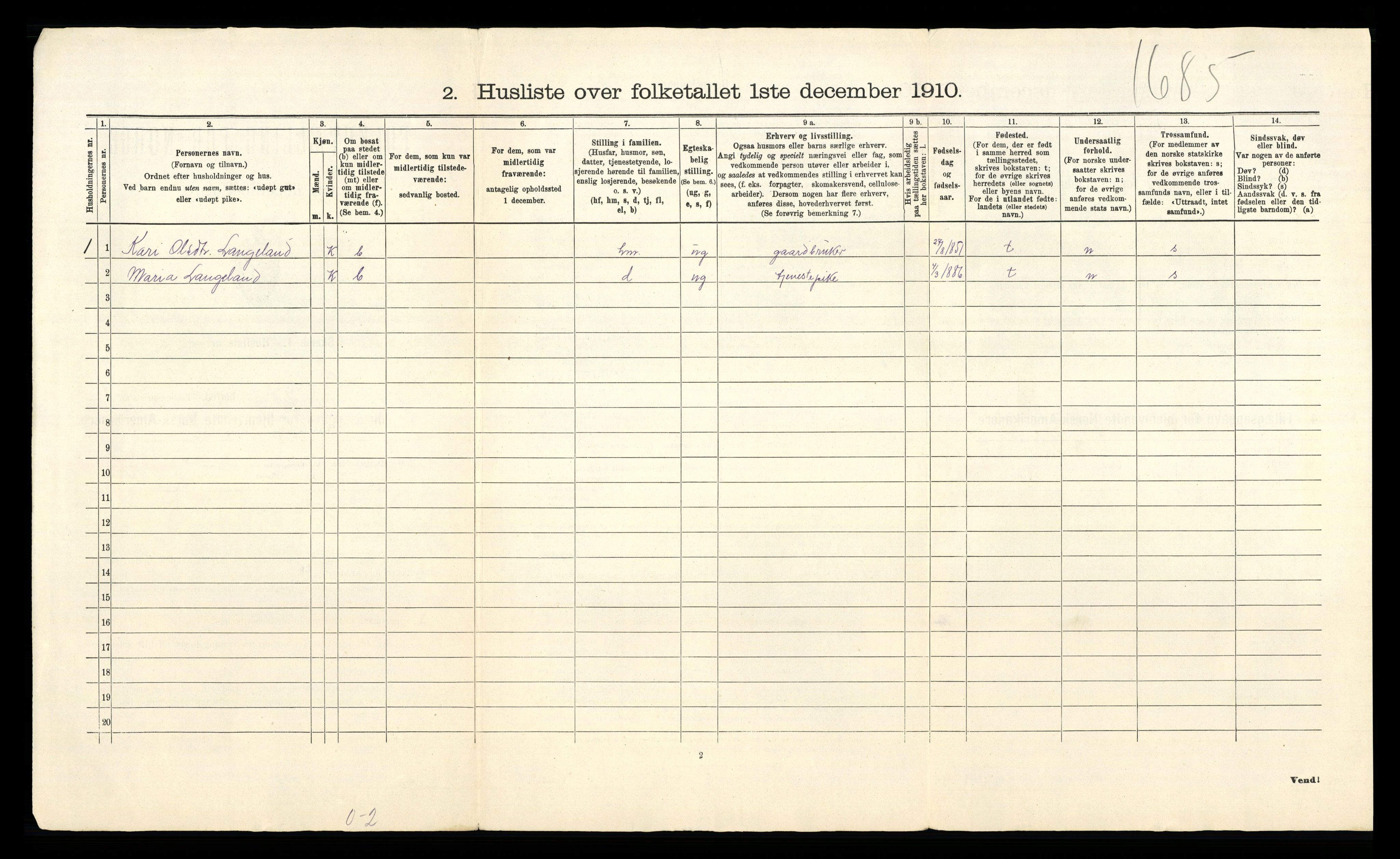 RA, 1910 census for Hosanger, 1910, p. 41