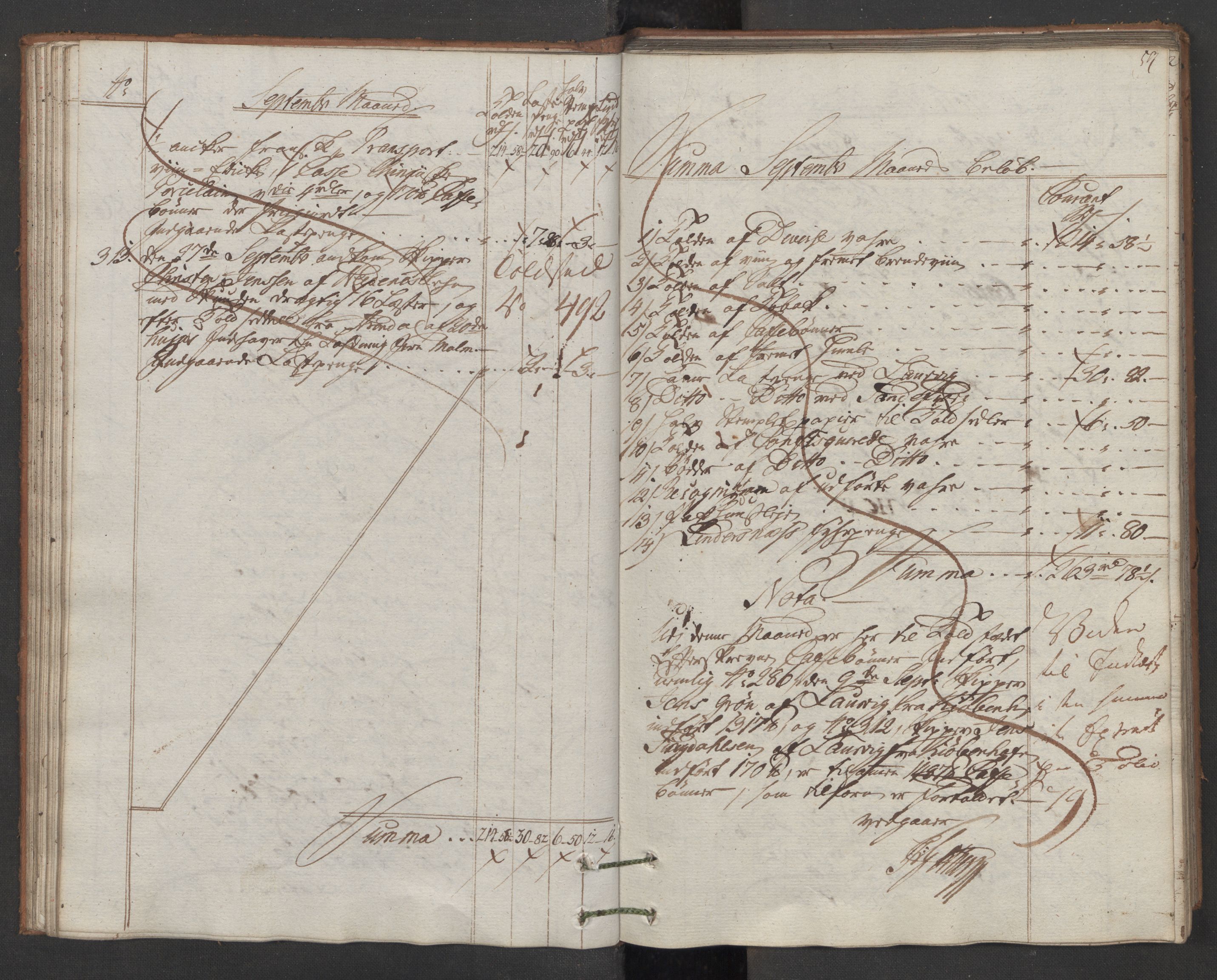 Generaltollkammeret, tollregnskaper, AV/RA-EA-5490/R11/L0086/0001: Tollregnskaper Larvik og Sandefjord / Inngående hovedtollbok, 1786, p. 58b-59a