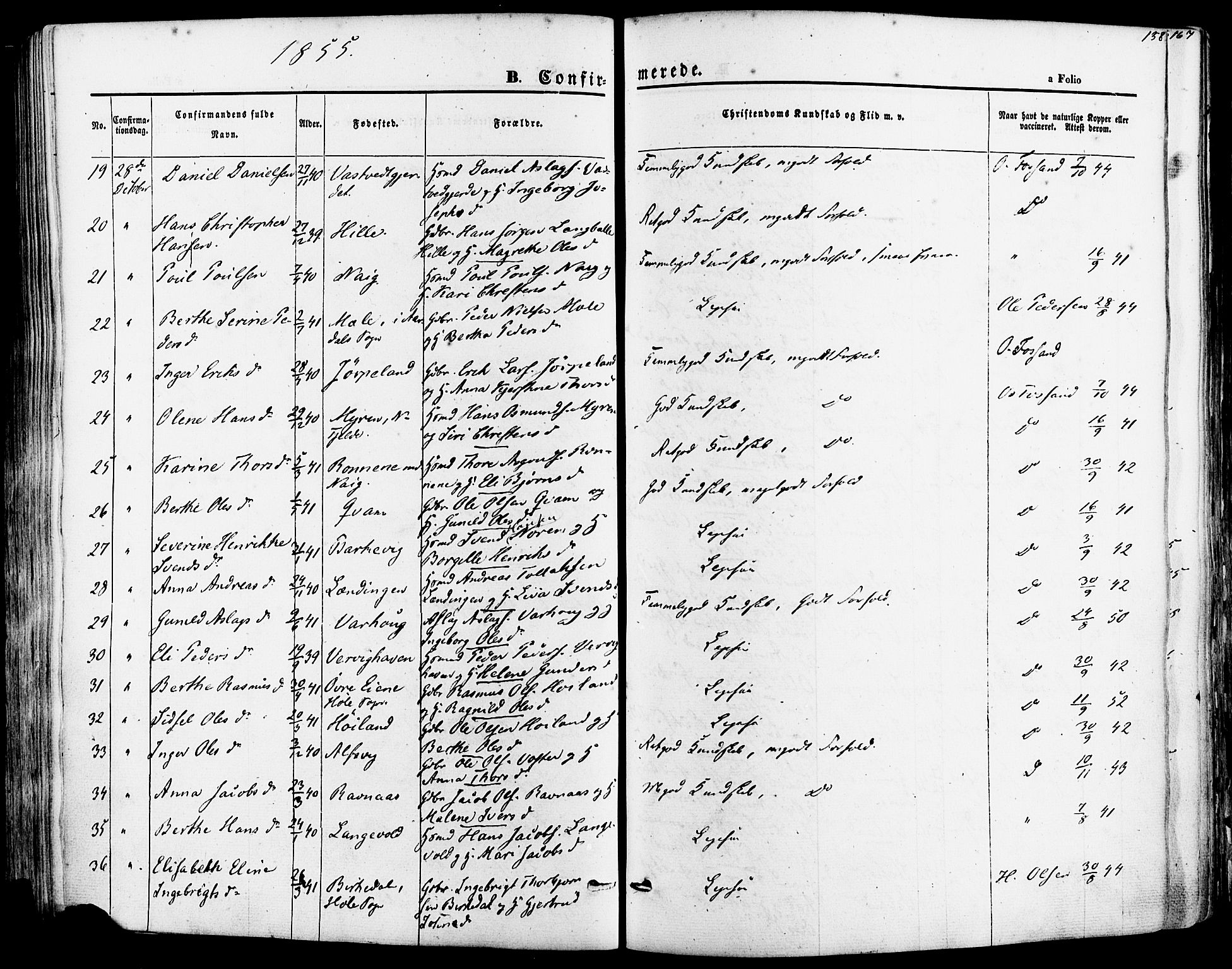 Strand sokneprestkontor, SAST/A-101828/H/Ha/Haa/L0007: Parish register (official) no. A 7, 1855-1881, p. 158