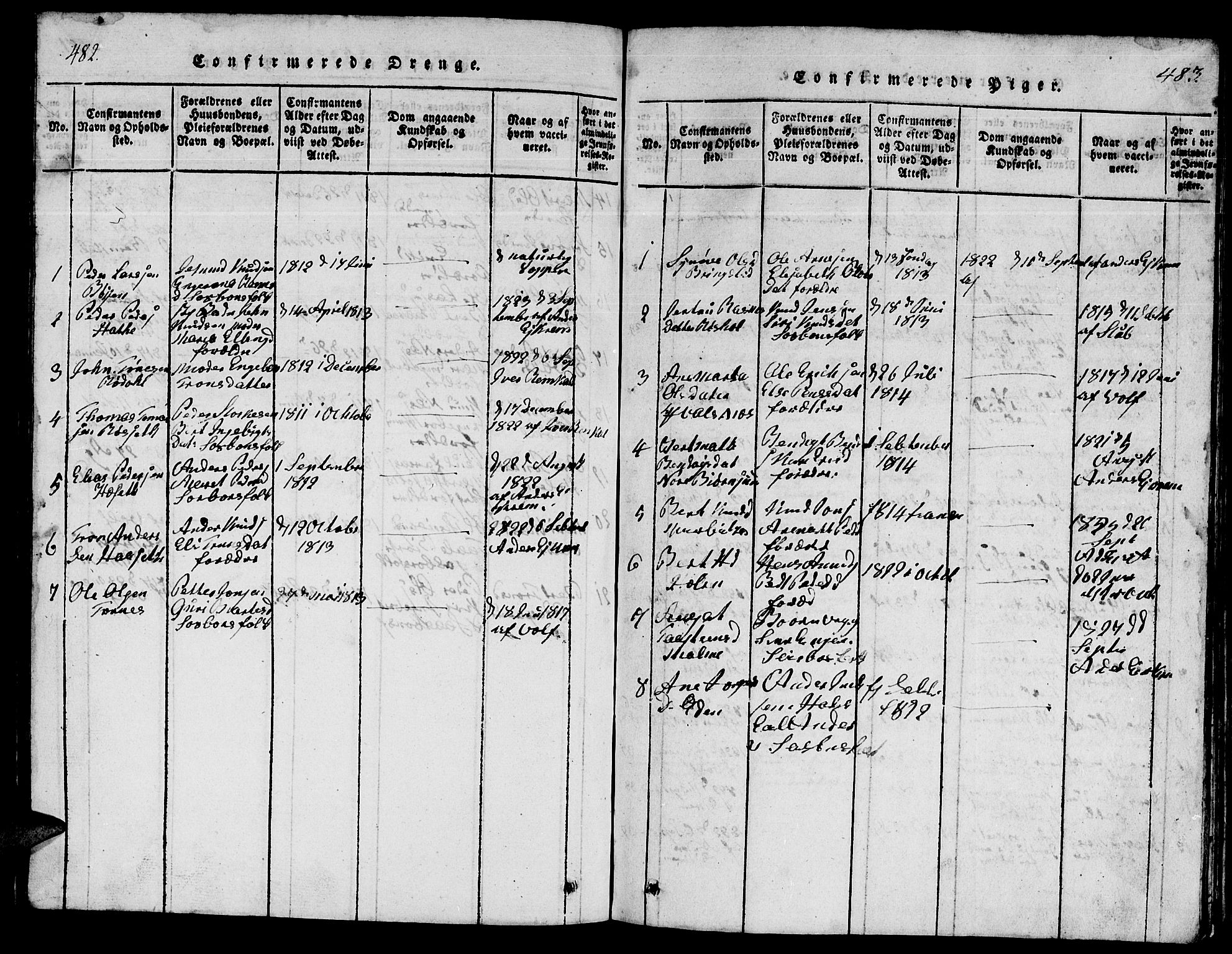 Ministerialprotokoller, klokkerbøker og fødselsregistre - Møre og Romsdal, AV/SAT-A-1454/565/L0752: Parish register (copy) no. 565C01, 1817-1844, p. 482-483