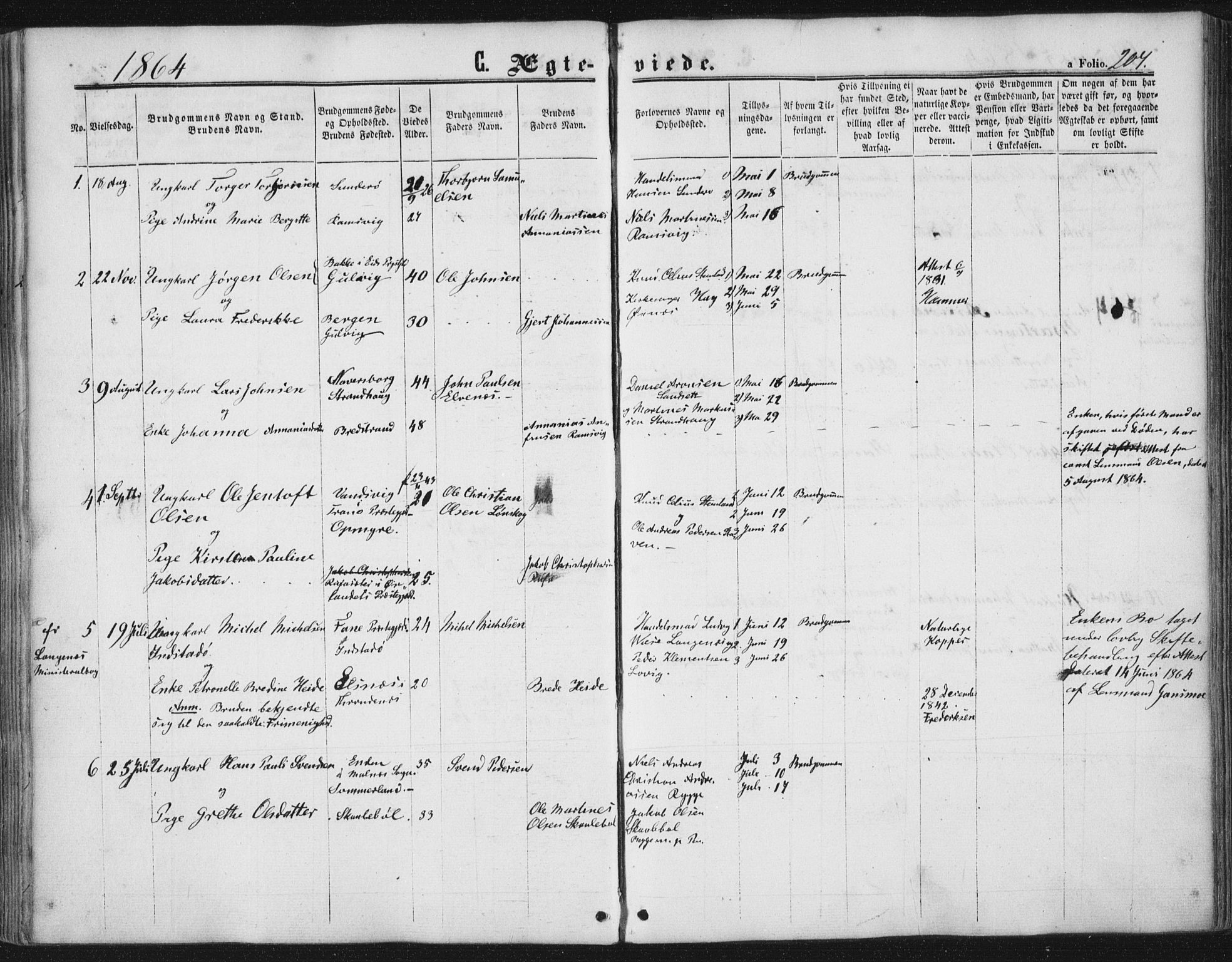 Ministerialprotokoller, klokkerbøker og fødselsregistre - Nordland, AV/SAT-A-1459/893/L1333: Parish register (official) no. 893A06, 1858-1866, p. 204