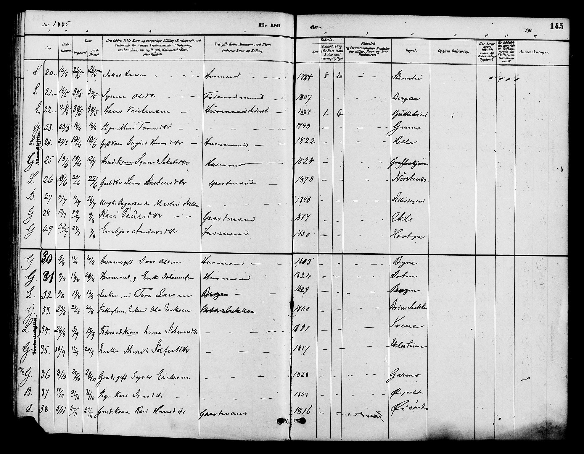 Lom prestekontor, AV/SAH-PREST-070/K/L0008: Parish register (official) no. 8, 1885-1898, p. 145