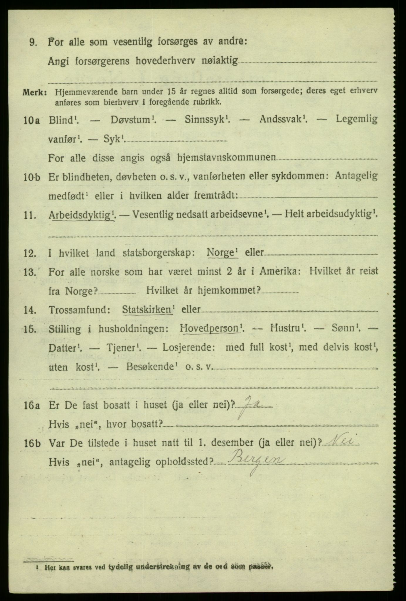 SAB, 1920 census for Austrheim, 1920, p. 3127