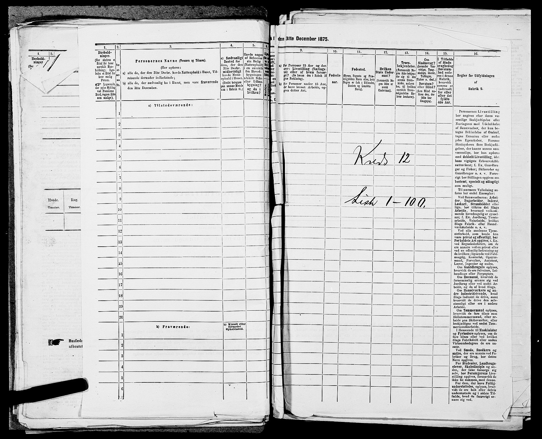 SAST, 1875 census for 1103 Stavanger, 1875, p. 2271