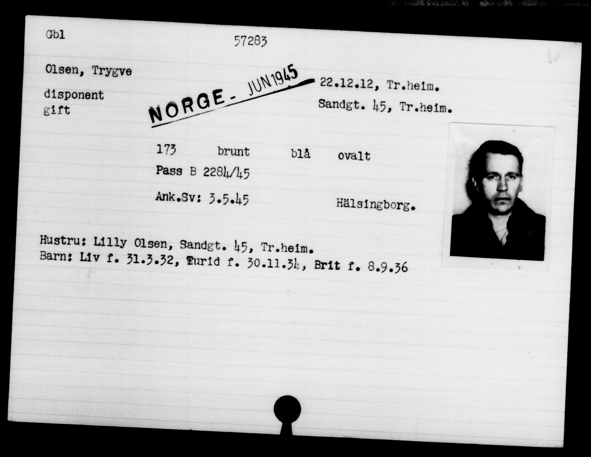 Utenriksstasjonene, Legasjonen i Stockholm, Flyktningkontoret, AV/RA-S-6753/V/Va/L0020: Kjesäterkartoteket, flyktninger med registreringsnr. 55000-58245, 1940-1945, p. 2282