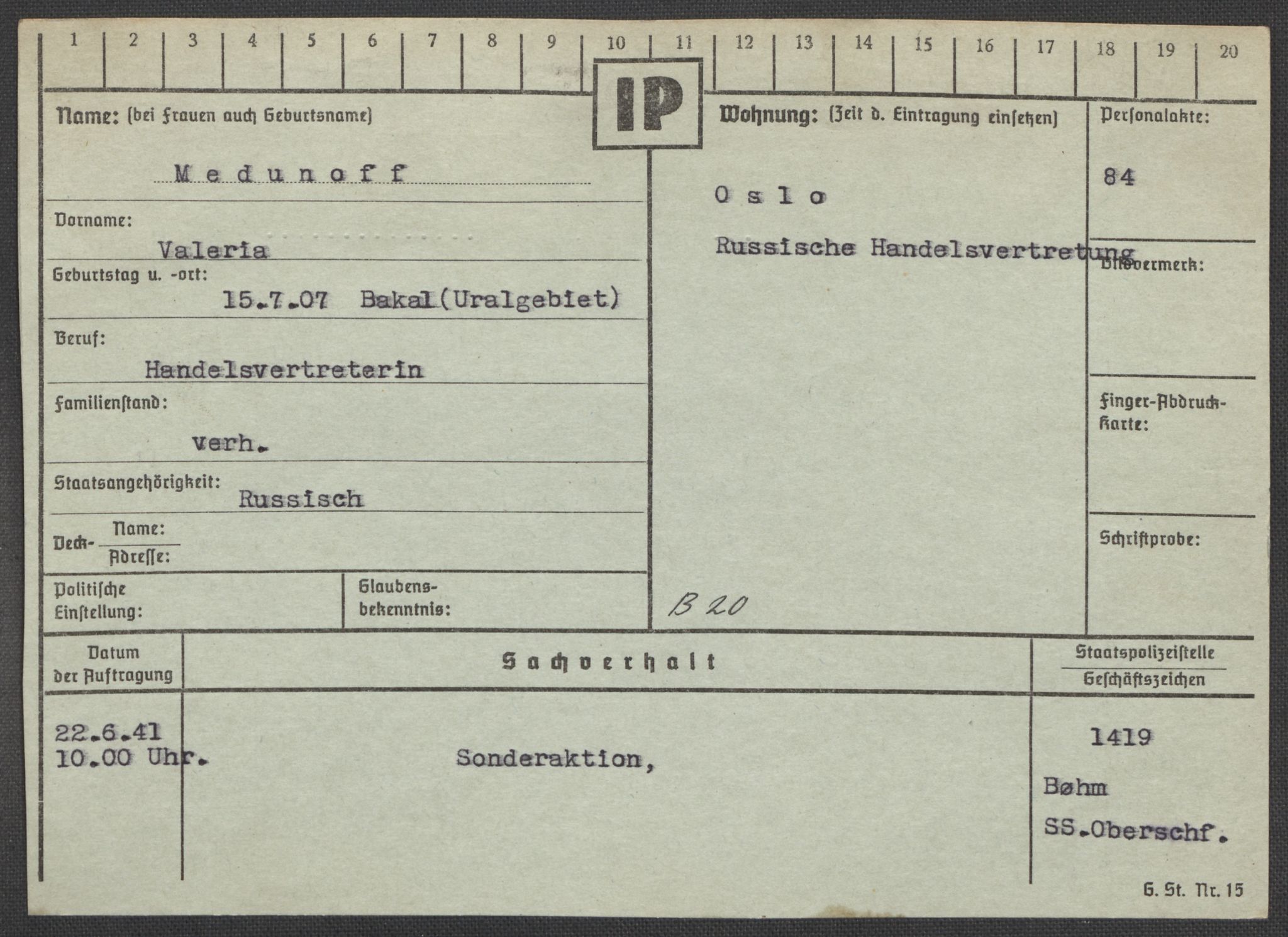 Befehlshaber der Sicherheitspolizei und des SD, AV/RA-RAFA-5969/E/Ea/Eaa/L0007: Register over norske fanger i Møllergata 19: Lundb-N, 1940-1945, p. 488