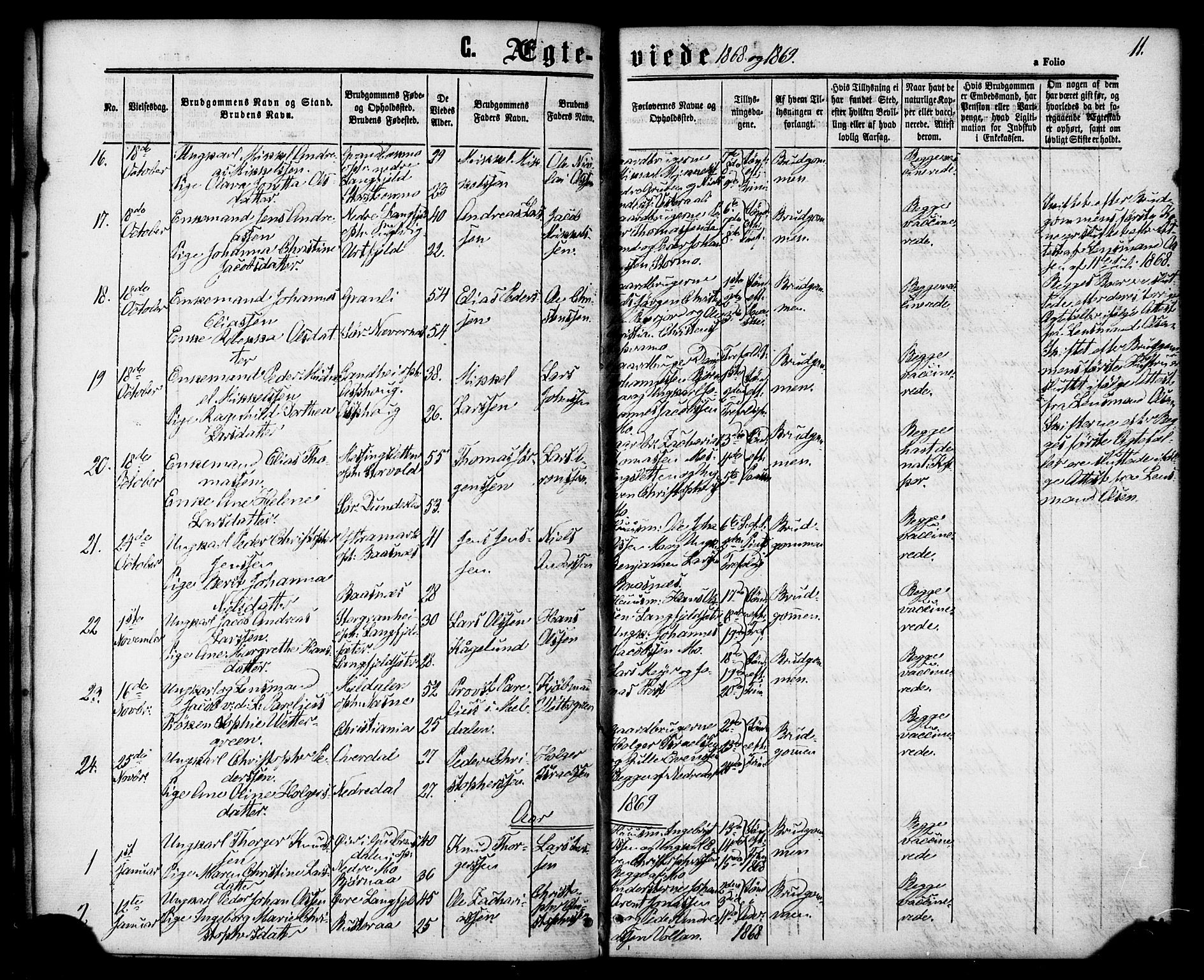 Ministerialprotokoller, klokkerbøker og fødselsregistre - Nordland, SAT/A-1459/827/L0395: Parish register (official) no. 827A07, 1864-1886, p. 11