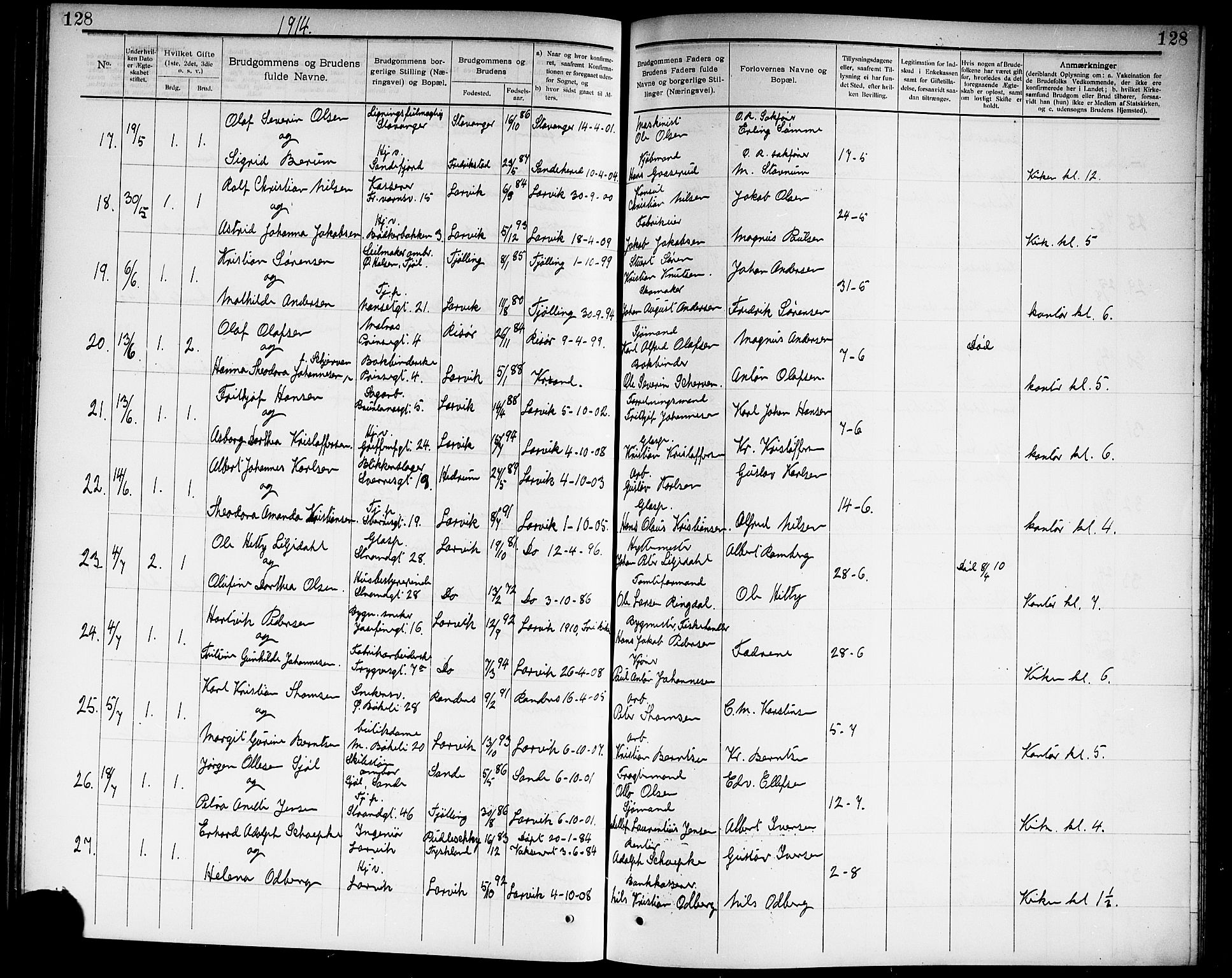 Larvik kirkebøker, AV/SAKO-A-352/G/Ga/L0006: Parish register (copy) no. I 6, 1888-1917, p. 128
