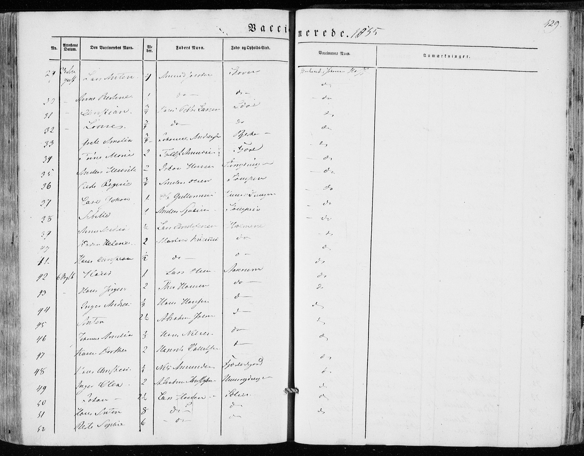 Hedrum kirkebøker, AV/SAKO-A-344/F/Fa/L0006: Parish register (official) no. I 6, 1849-1857, p. 429