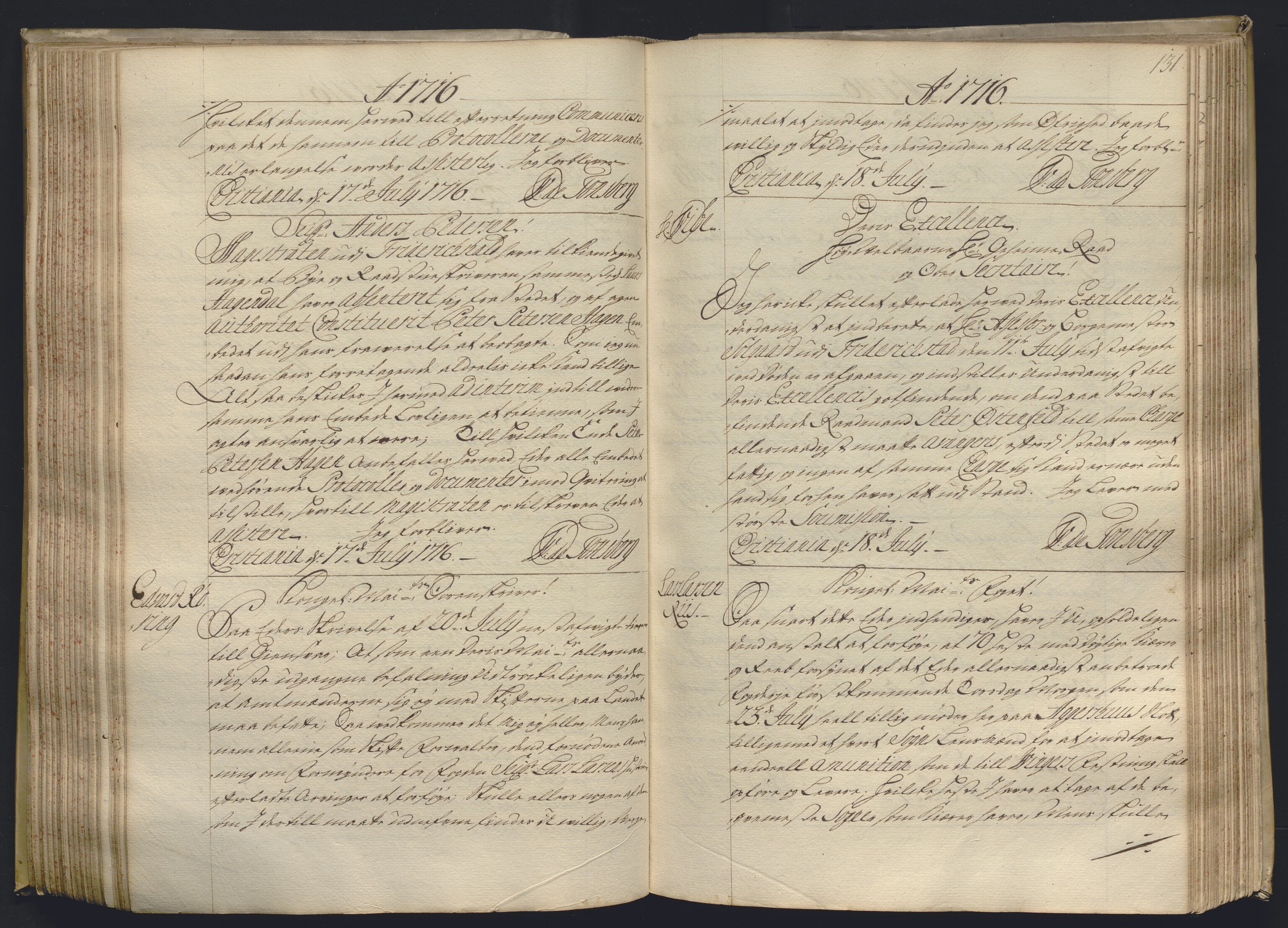 Kristiania stiftamt, AV/SAO-A-10386/B/Ba/L0004: Kopibok, 1715-1717, p. 130b-131a