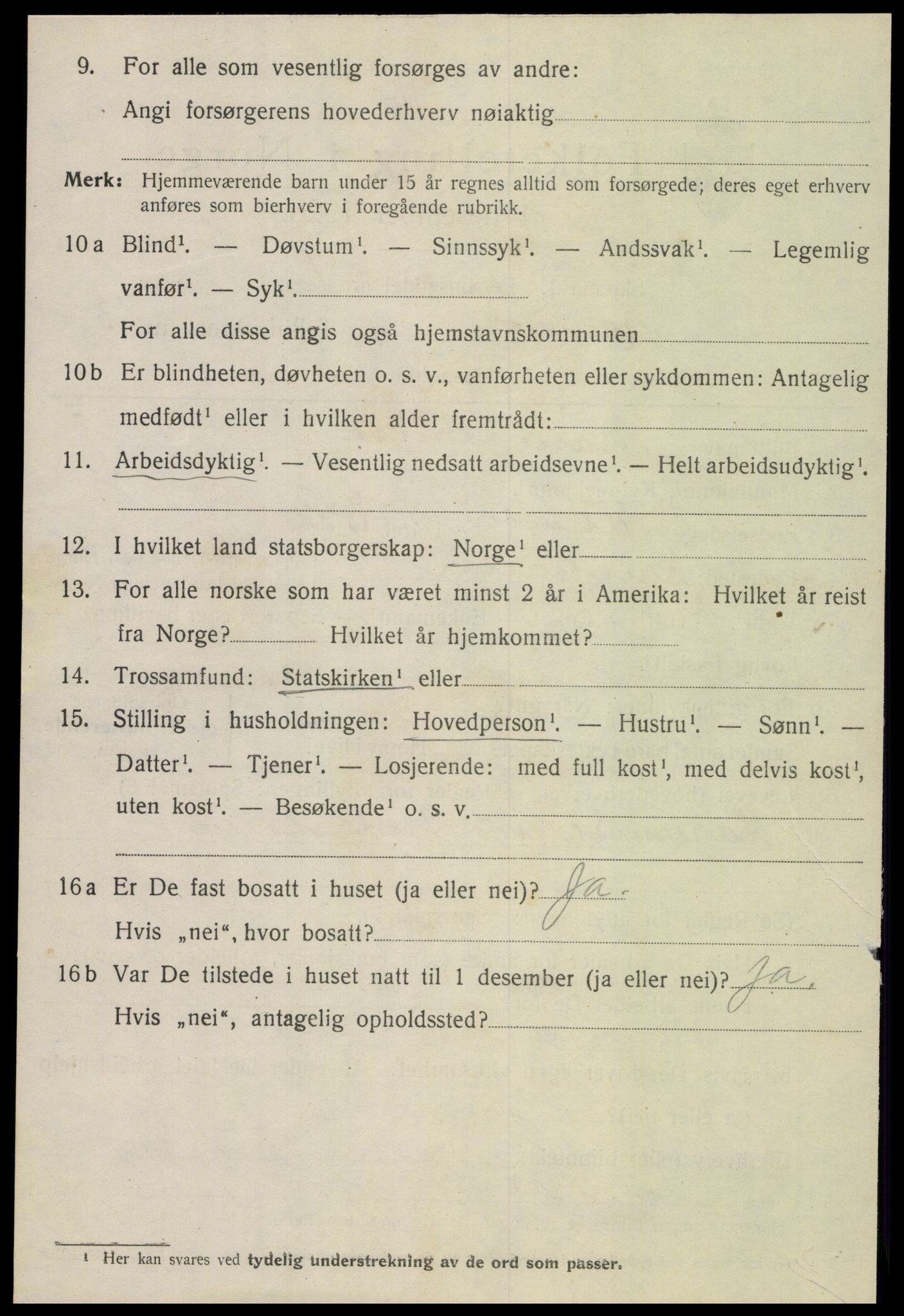 SAT, 1920 census for Namsos, 1920, p. 4838