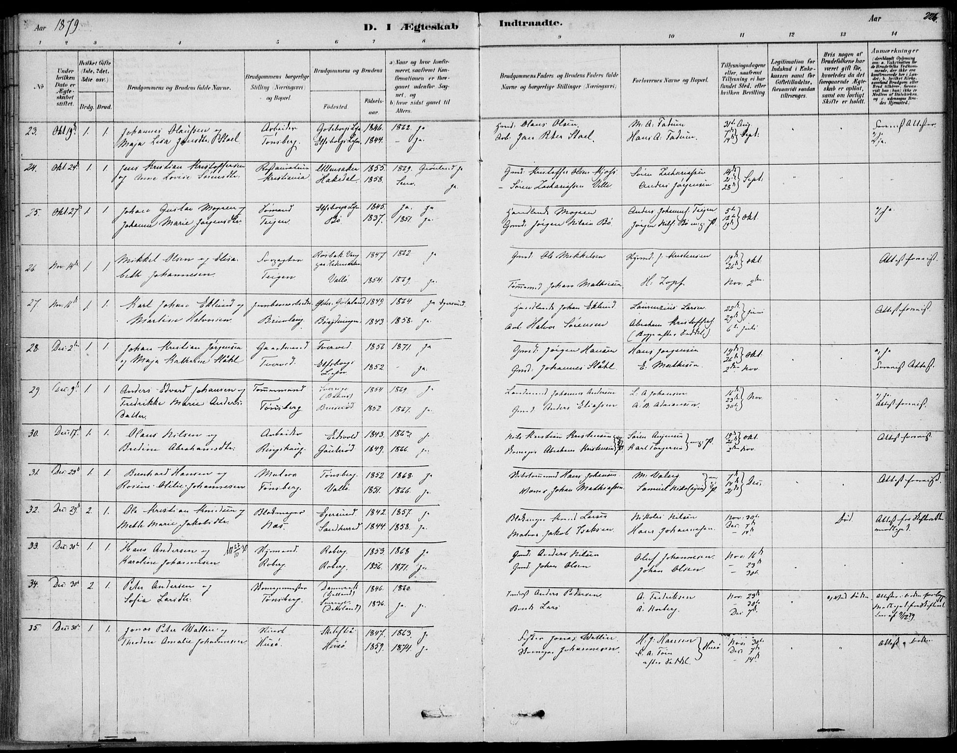 Sem kirkebøker, AV/SAKO-A-5/F/Fb/L0004: Parish register (official) no. II 4, 1878-1891, p. 226