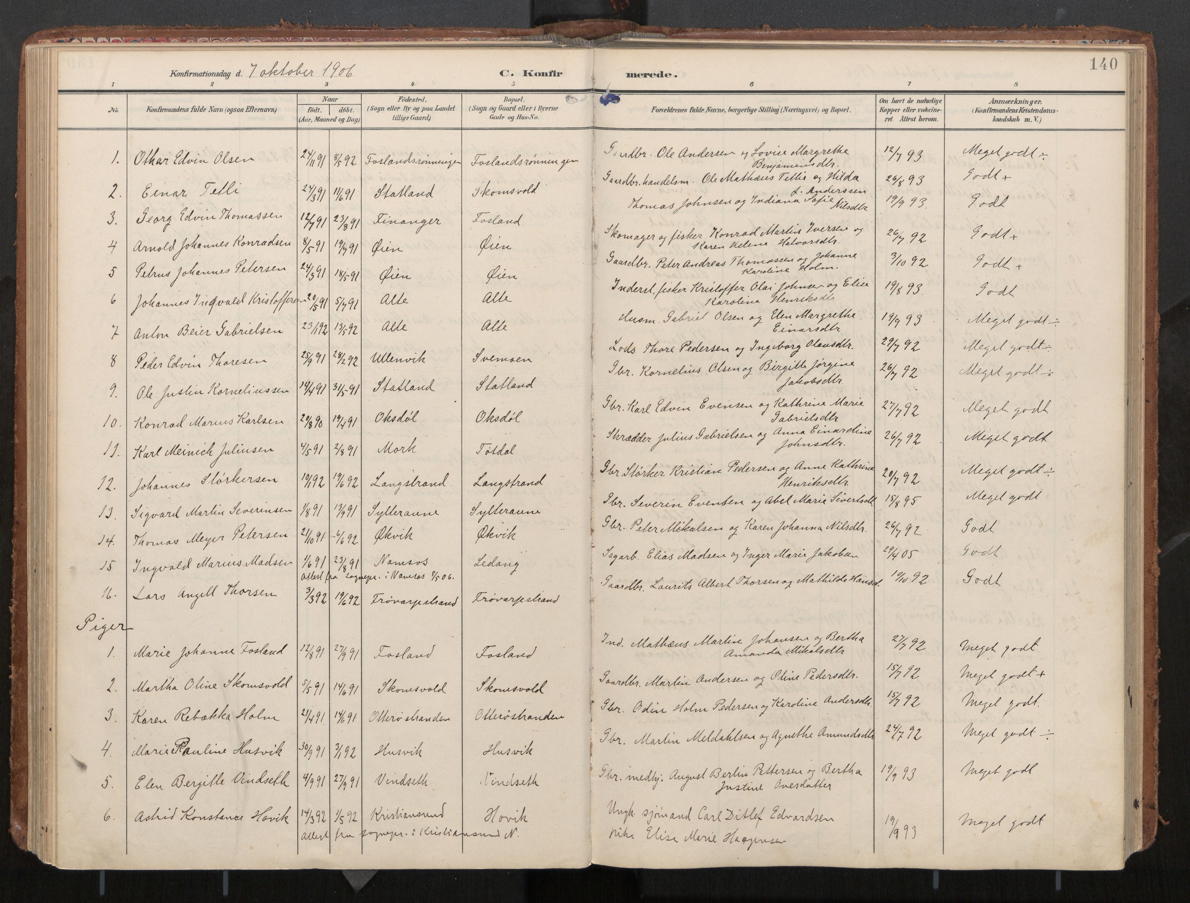 Ministerialprotokoller, klokkerbøker og fødselsregistre - Nord-Trøndelag, AV/SAT-A-1458/774/L0629: Parish register (official), 1904-1926, p. 140