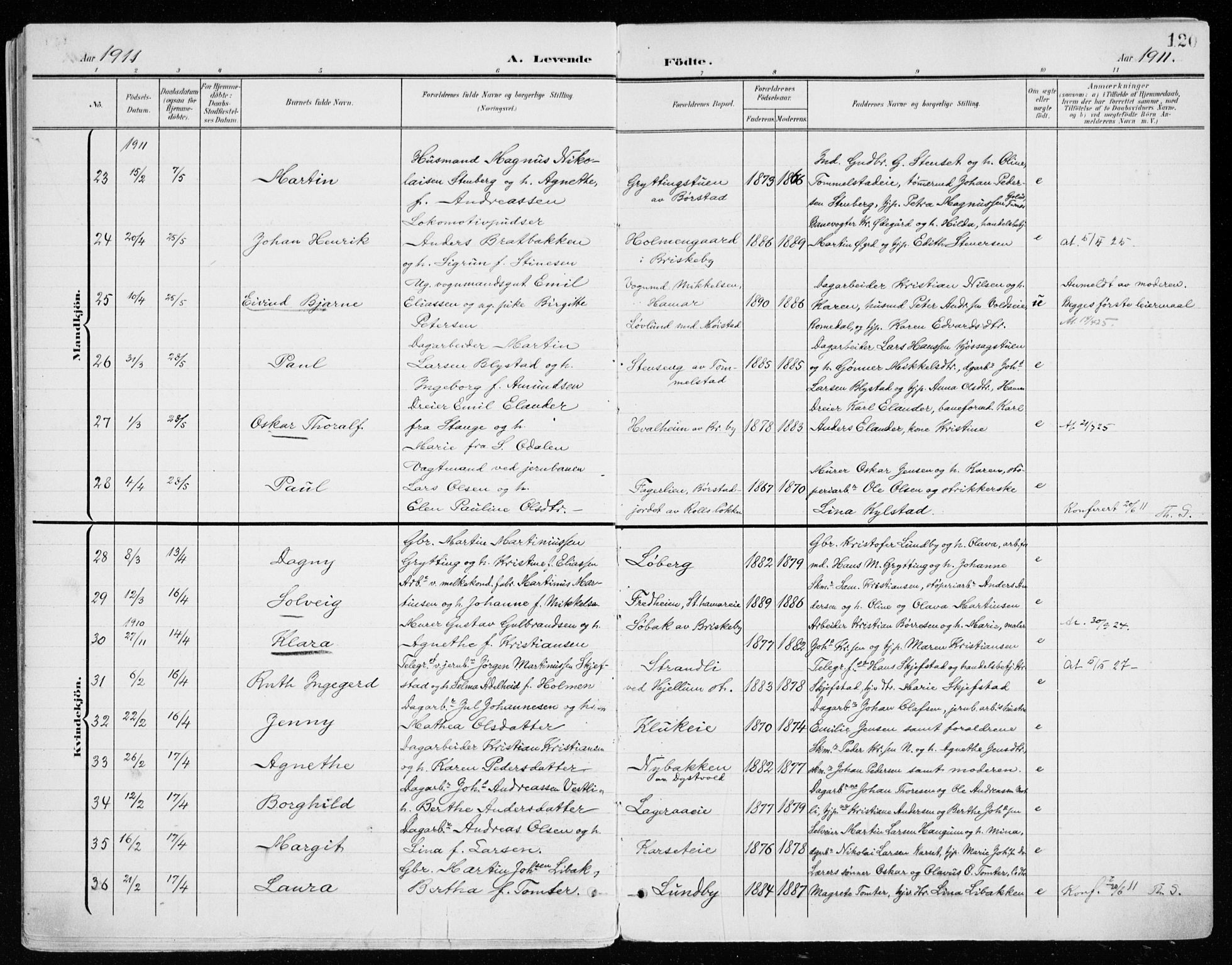 Vang prestekontor, Hedmark, AV/SAH-PREST-008/H/Ha/Haa/L0021: Parish register (official) no. 21, 1902-1917, p. 120