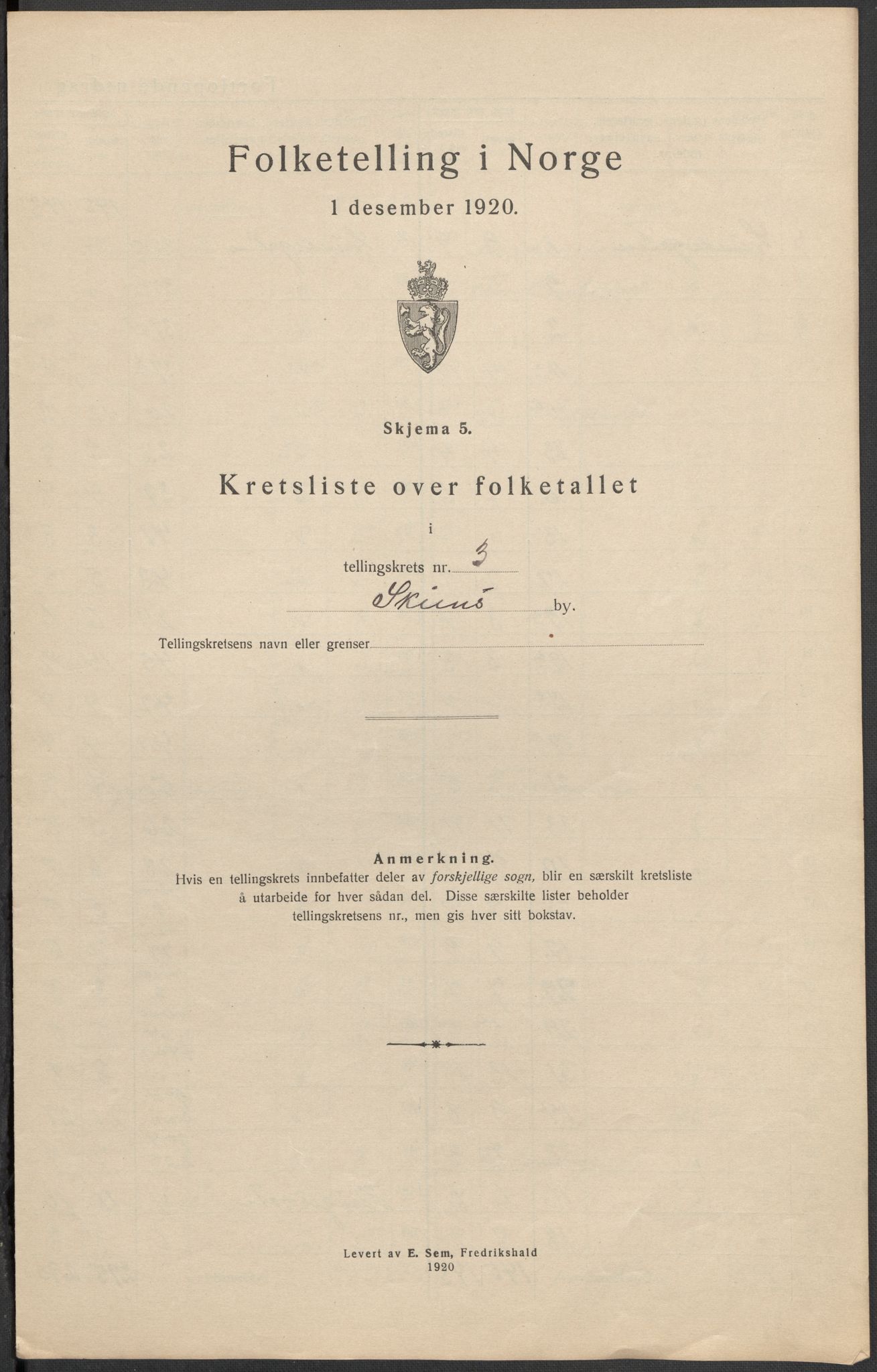 SAKO, 1920 census for Skien, 1920, p. 15