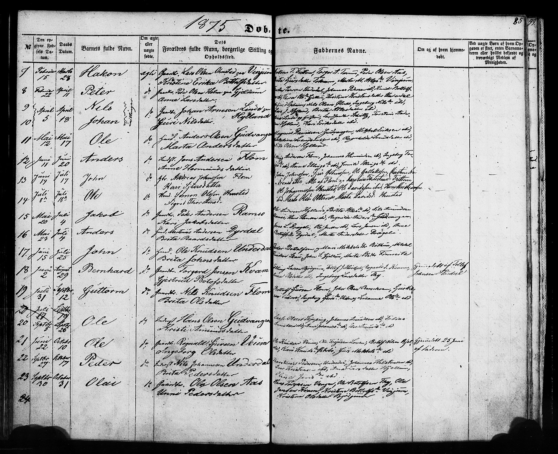 Aurland sokneprestembete, AV/SAB-A-99937/H/Ha/Haa/L0008: Parish register (official) no. A 8, 1853-1879, p. 85