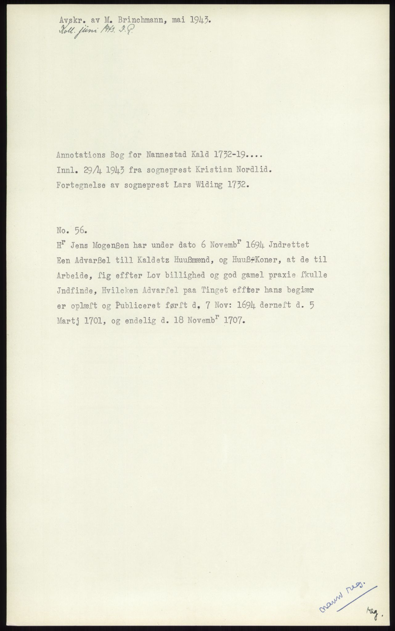 Samlinger til kildeutgivelse, Diplomavskriftsamlingen, AV/RA-EA-4053/H/Ha, p. 1155