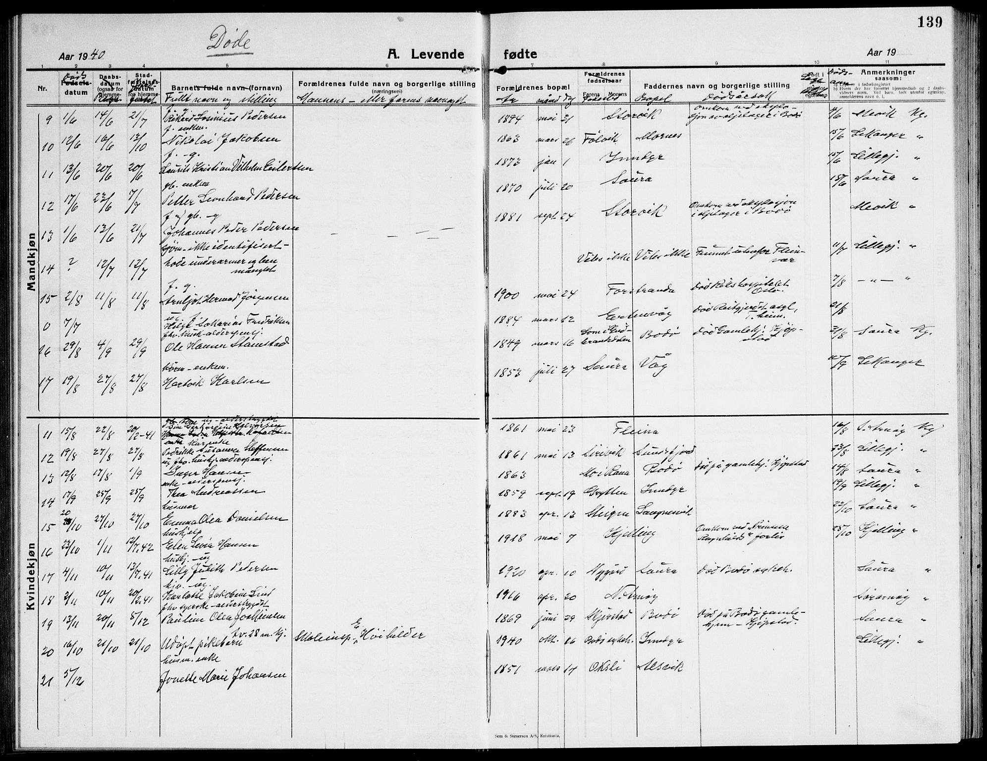 Ministerialprotokoller, klokkerbøker og fødselsregistre - Nordland, AV/SAT-A-1459/805/L0111: Parish register (copy) no. 805C07, 1925-1943, p. 139