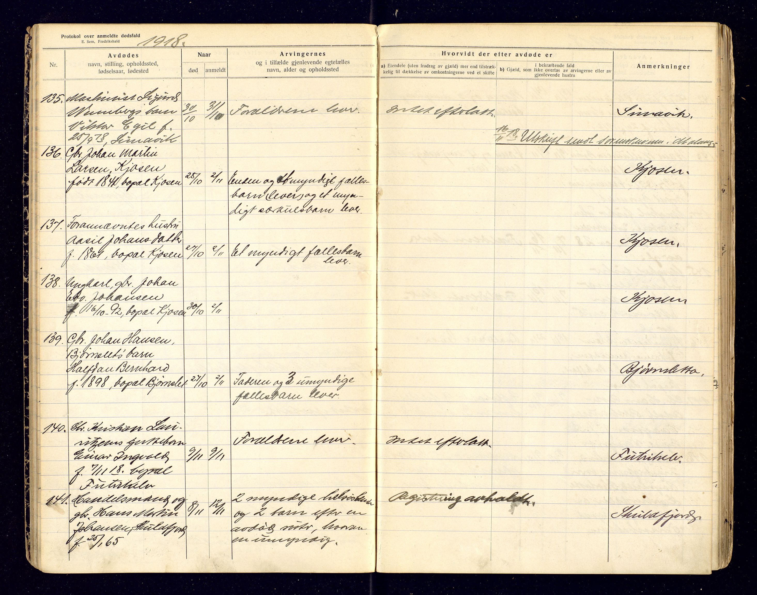 Tromsøysund lensmannskontor, AV/SATØ-SATØ-12/F/Fh/Fha/L0573: Dødsfallsprotokoller, 1918-1927