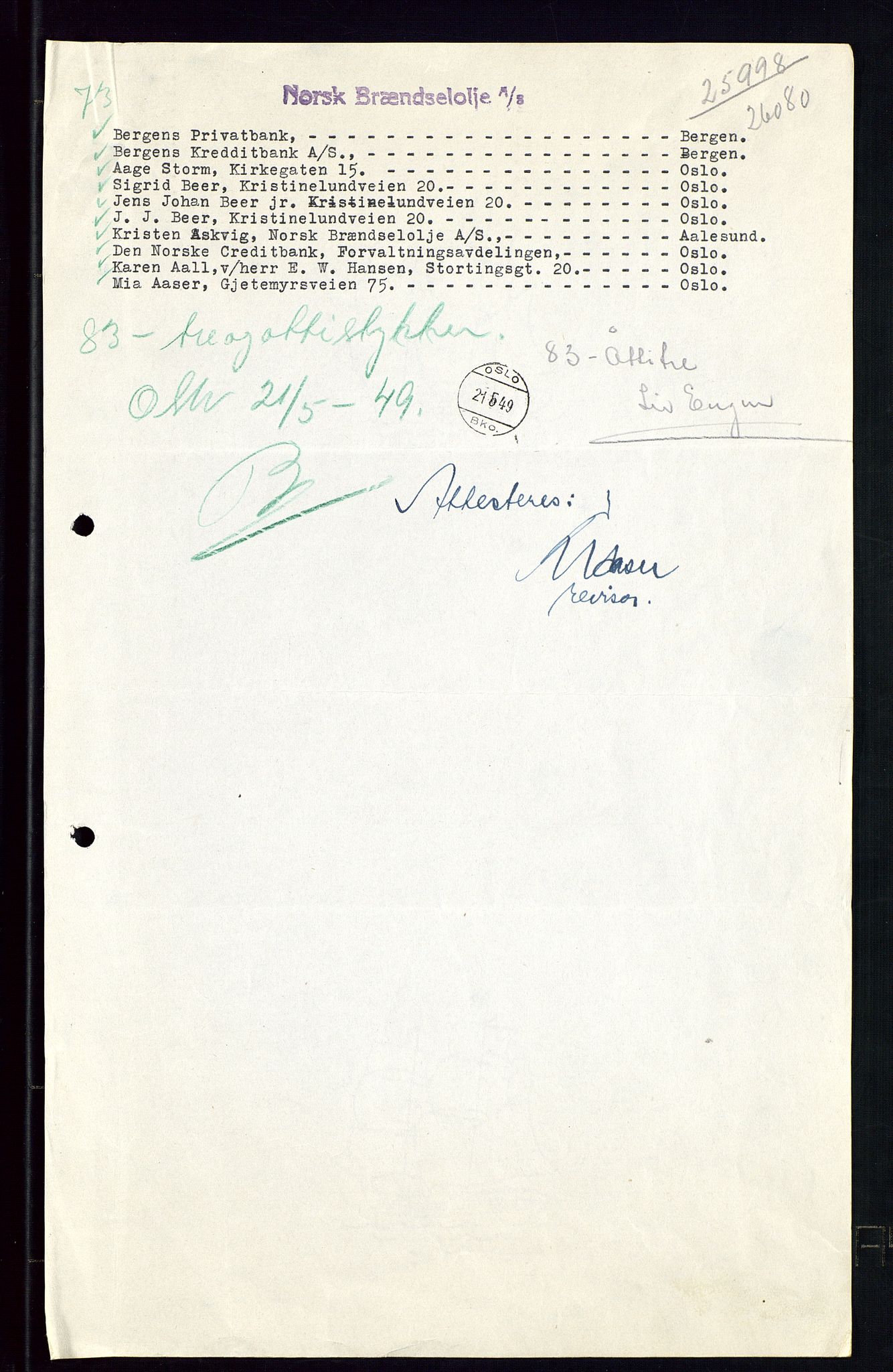 PA 1544 - Norsk Brændselolje A/S, AV/SAST-A-101965/1/A/Aa/L0005/0003: Generalforsamling  / Generalforsamling 1949, 1949, p. 8